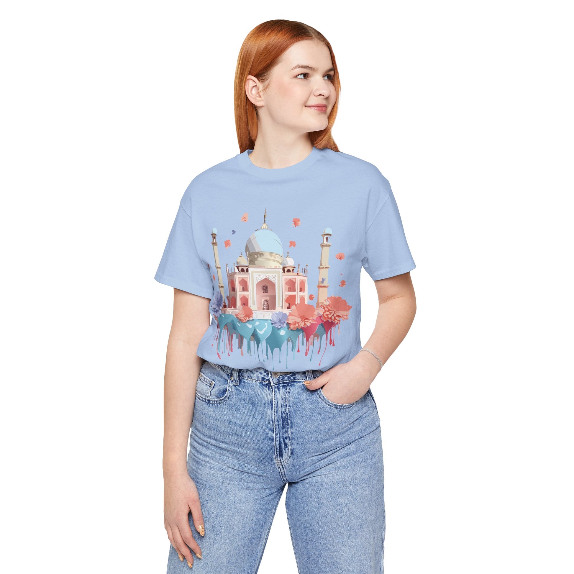 Natural Cotton Tee Shirt - Taj Mahal, India Printify