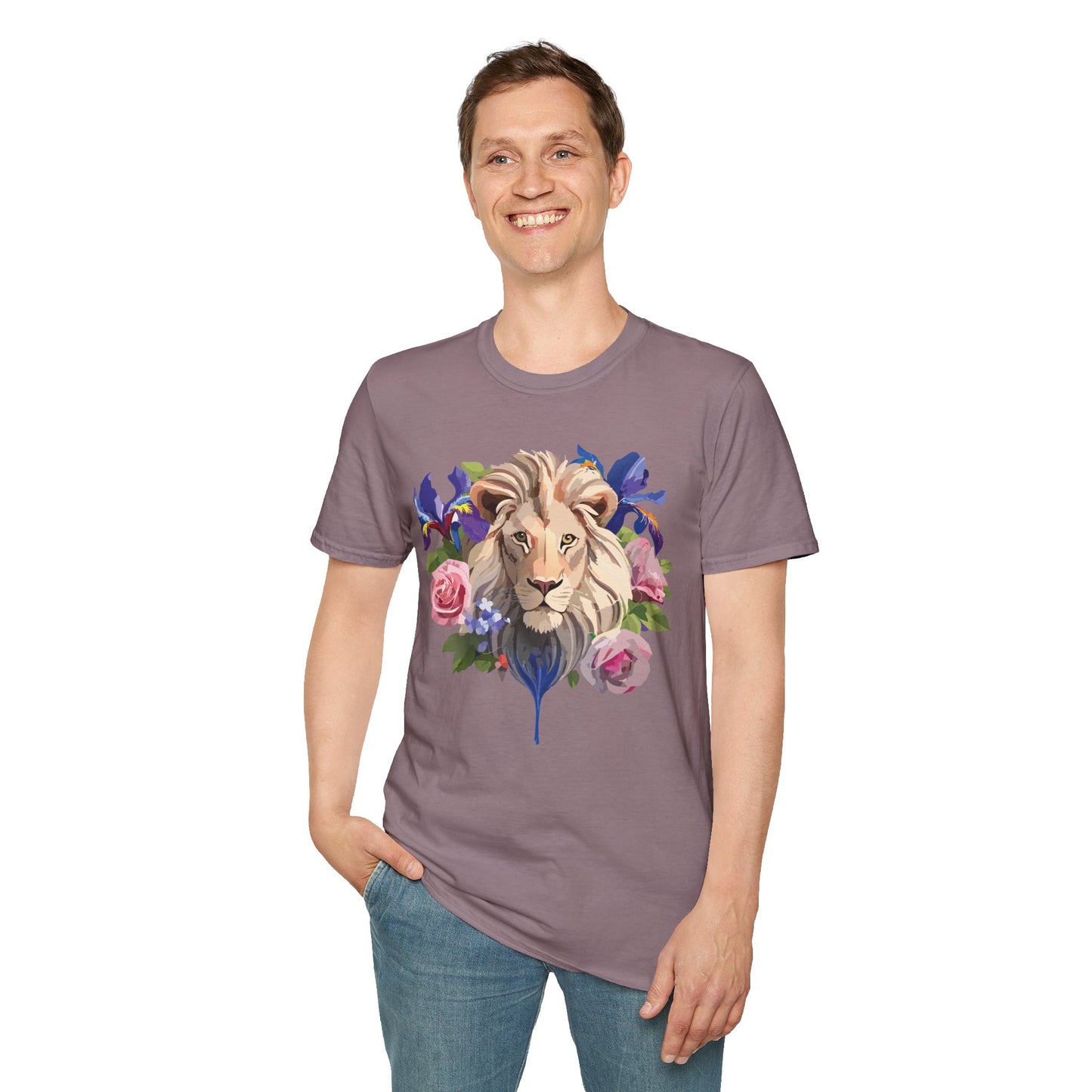 Lion Shirt, Shirt with Lion, Floral Lion Tee, Shirt with Animals