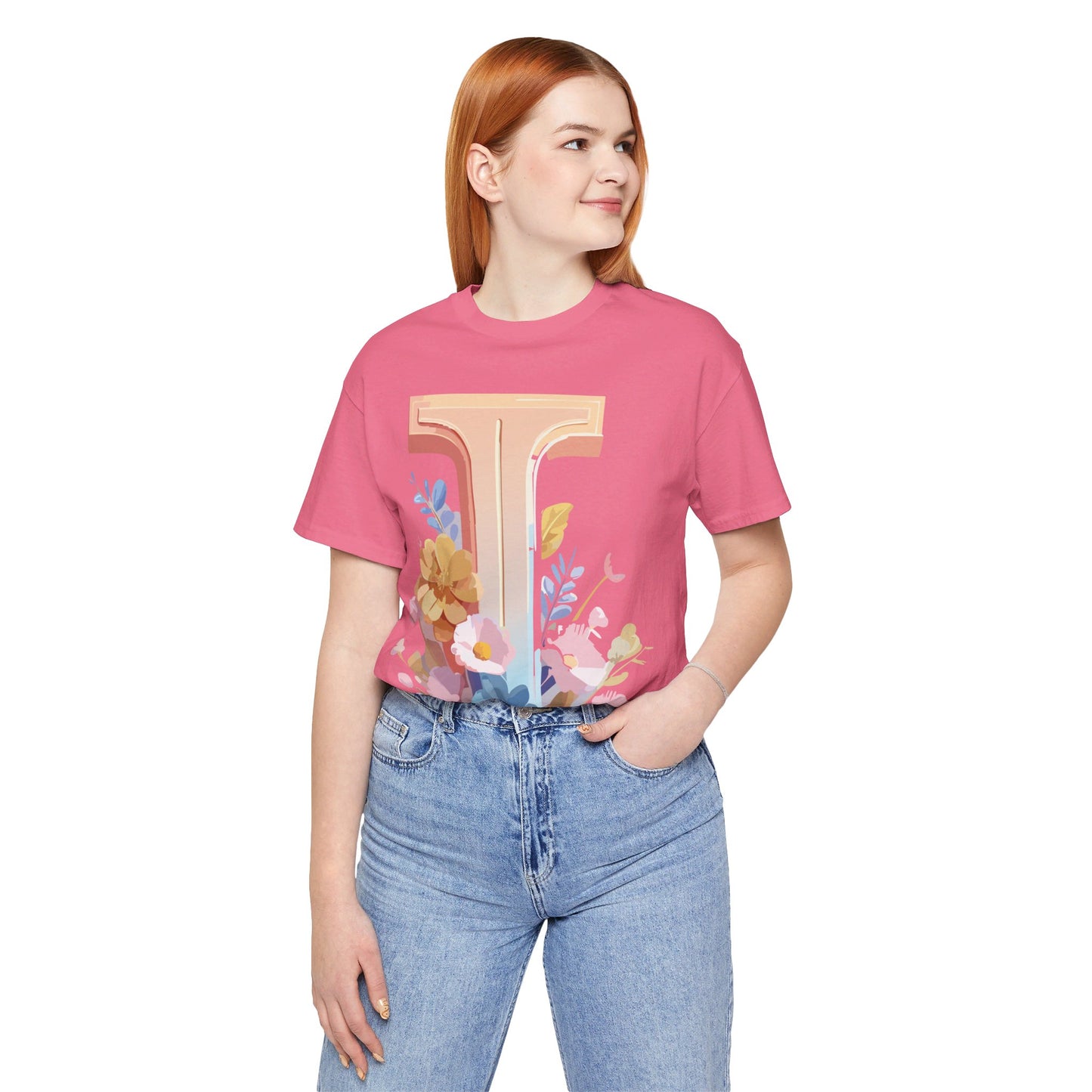 Natural Cotton Tee Shirt - Letters Collection - I Printify