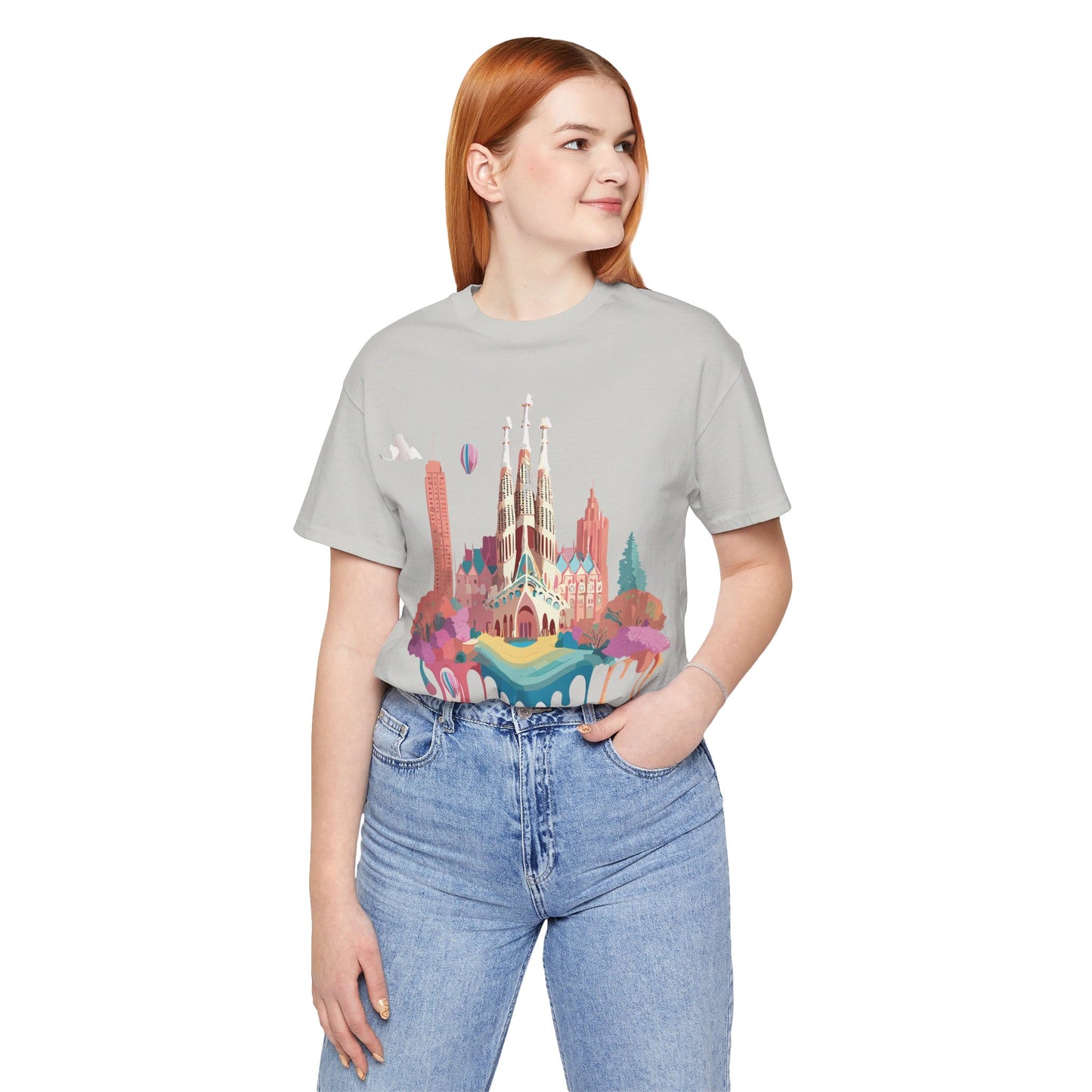 Natural Cotton Tee Shirt - Beautiful Places Collection - Barcelona Printify
