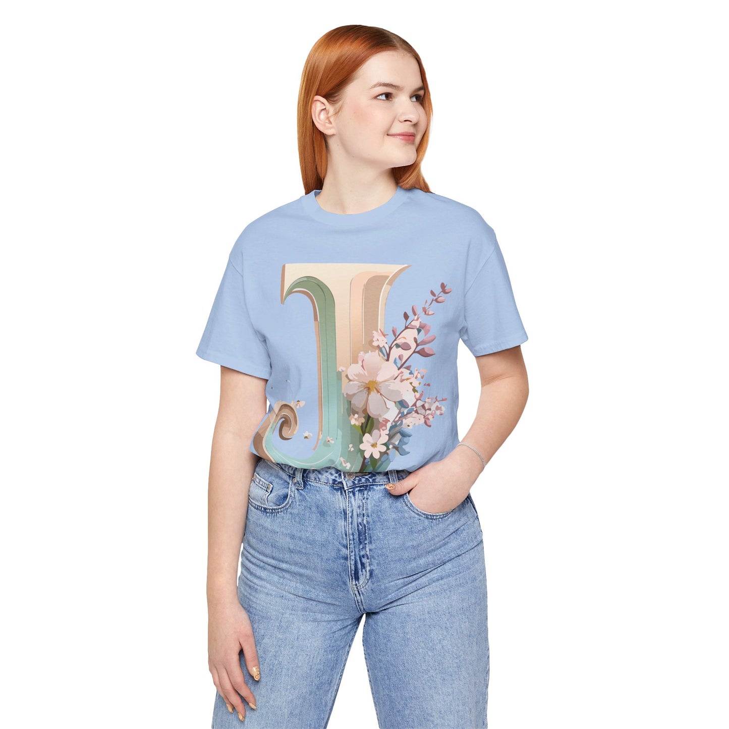 Natural Cotton Tee Shirt - Letters Collection - J Printify