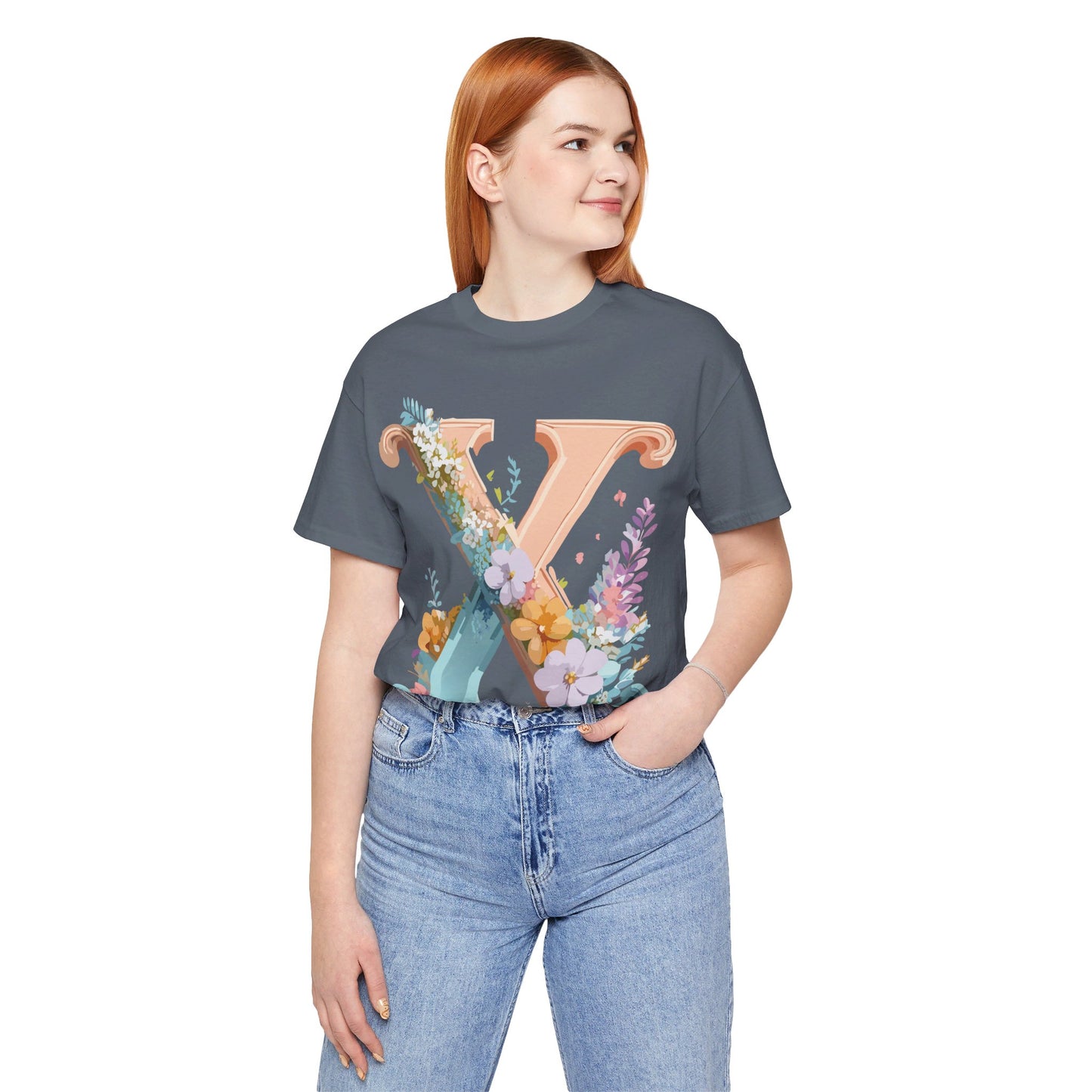 Natural Cotton Tee Shirt - Letters Collection - X Printify