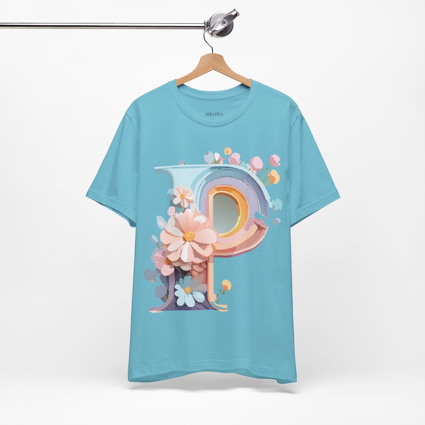 Natural Cotton Tee Shirt - Letters Collection - P Printify