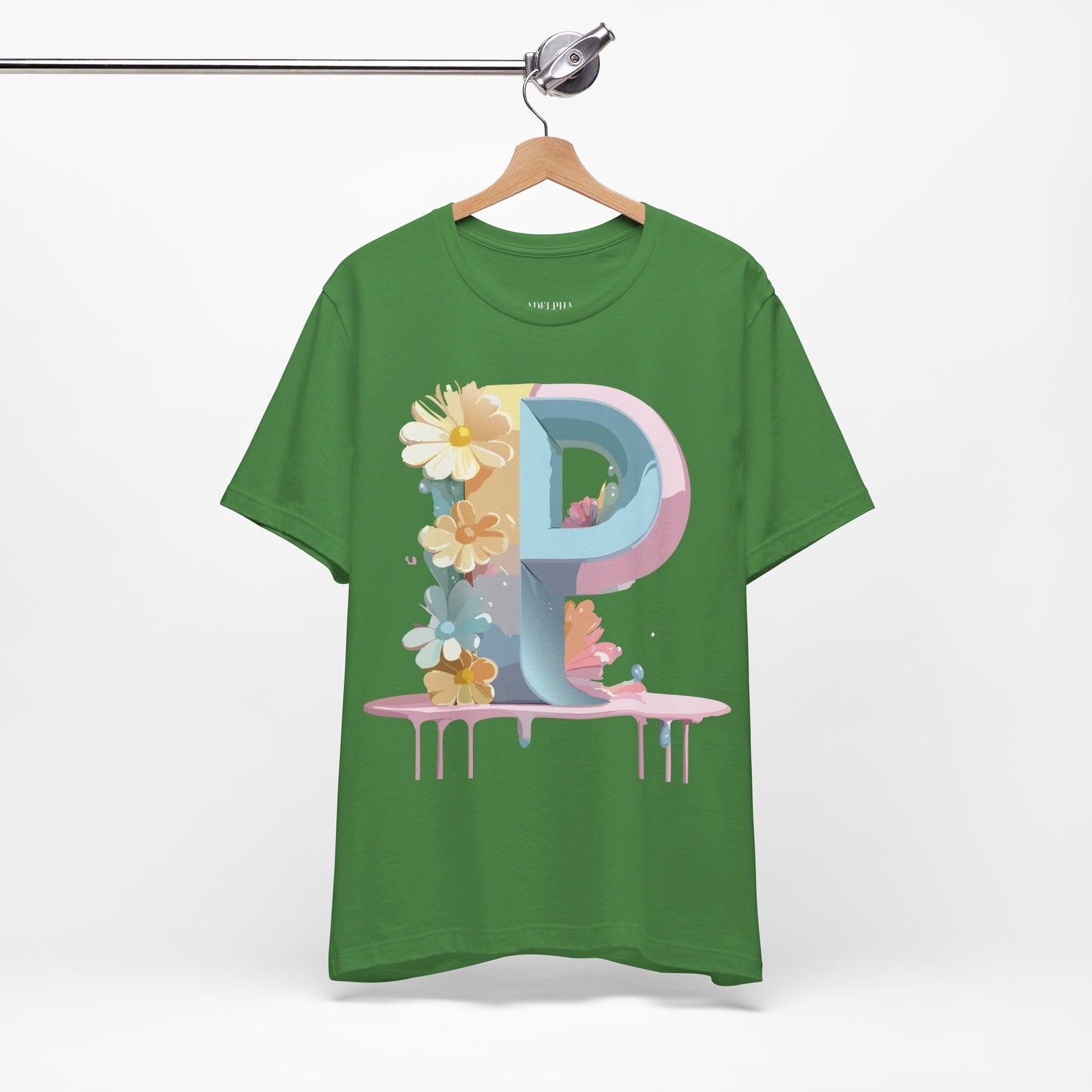 Natural Cotton Tee Shirt - Letters Collection - P Printify