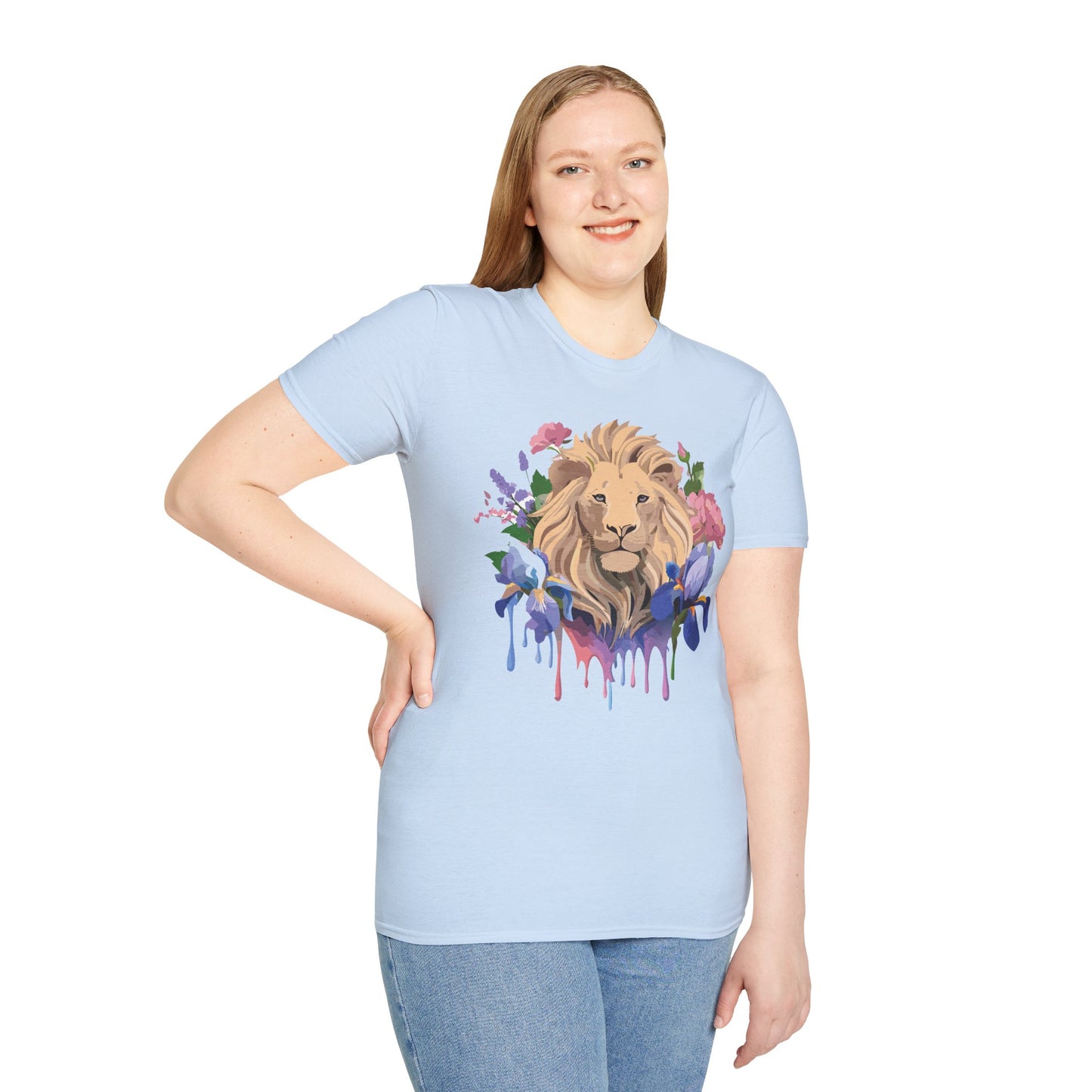 Lion Shirt, Shirt with Lion, Floral Lion Tee, Shirt with Animals