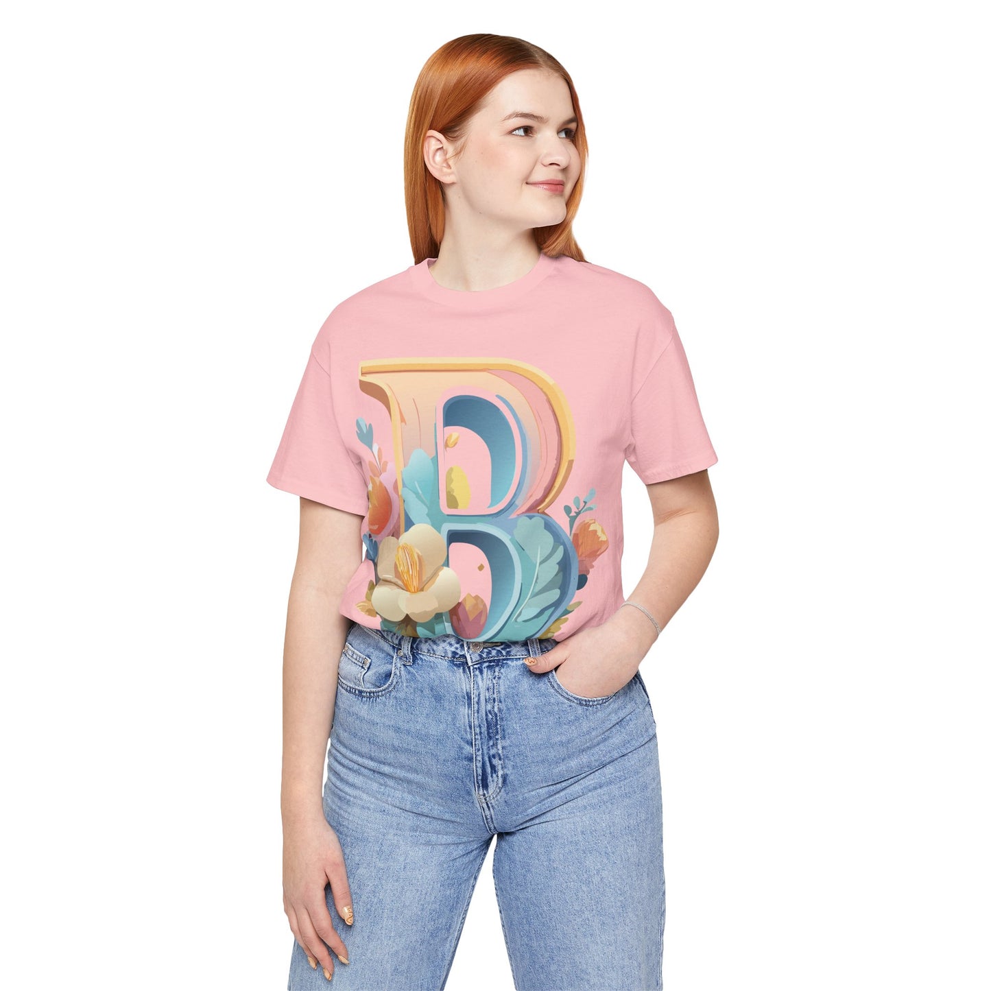 Natural Cotton Tee Shirt - Letters Collection - B Printify