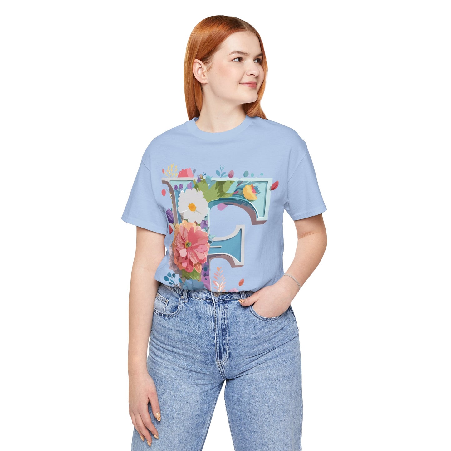 Natural Cotton Tee Shirt - Letters Collection - F Printify