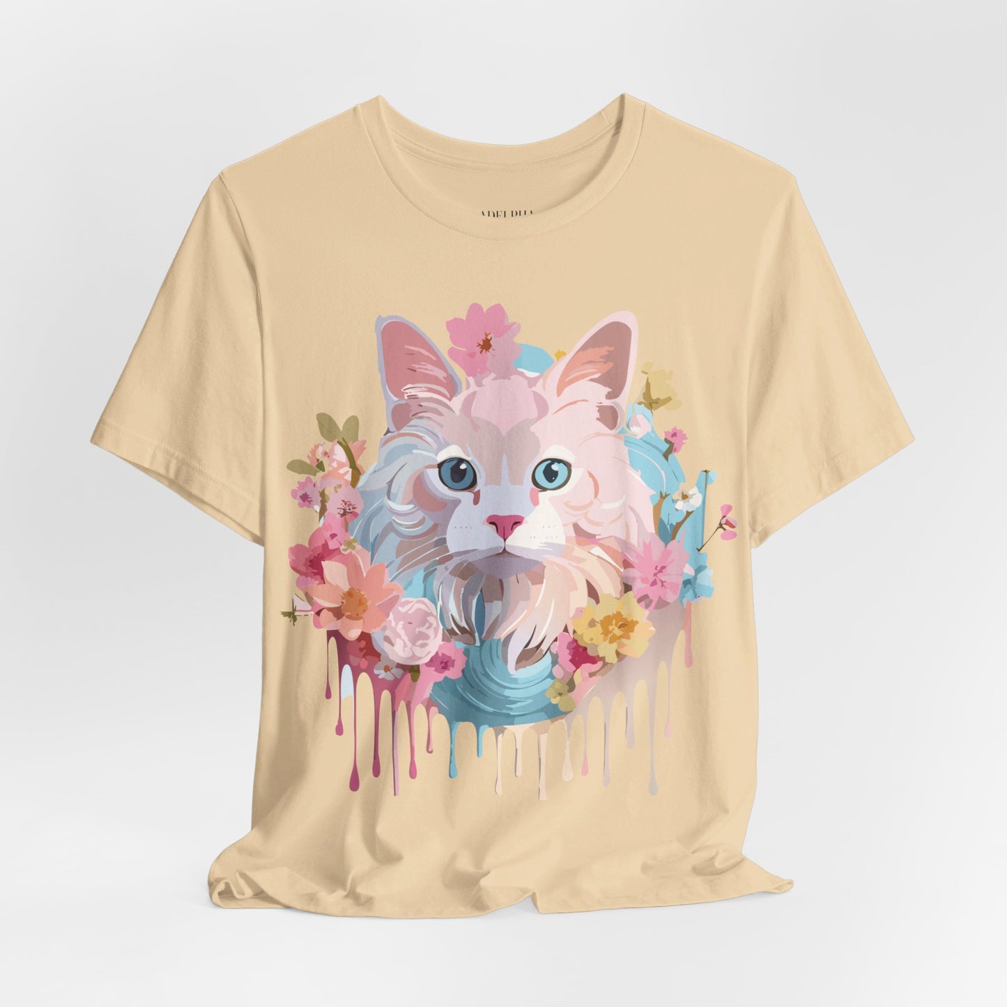 Natural Cotton Tee Shirt with Cat Printify