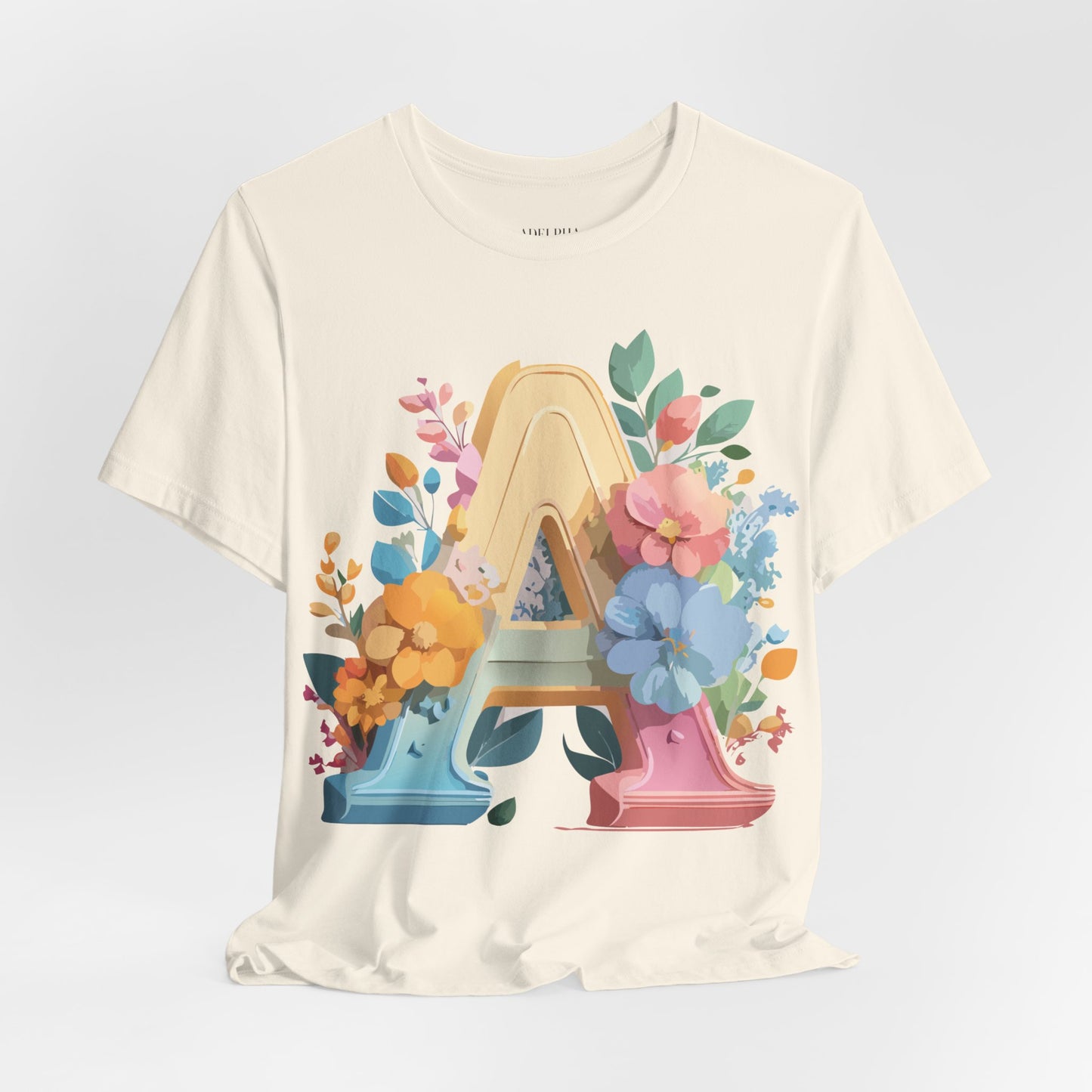 Natural Cotton Tee Shirt - Letters Collection - A Printify