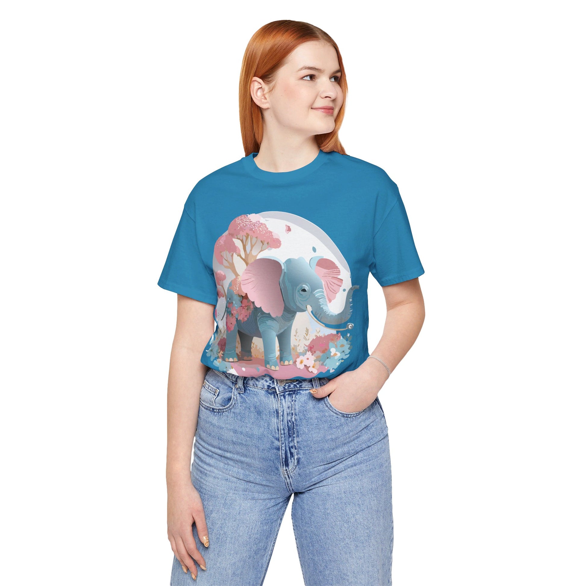 Natural Cotton Tee Shirt with Elephant Printify