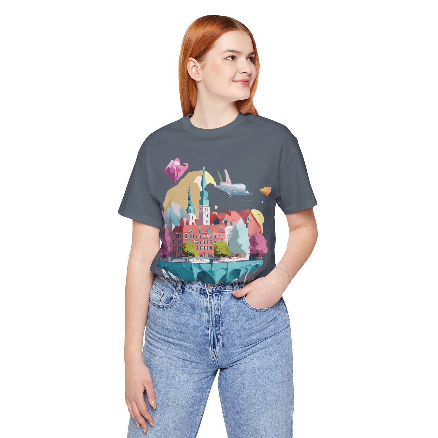 Natural Cotton Tee Shirt - Beautiful Places Collection - Warnemünde and Rostock - Germany Printify