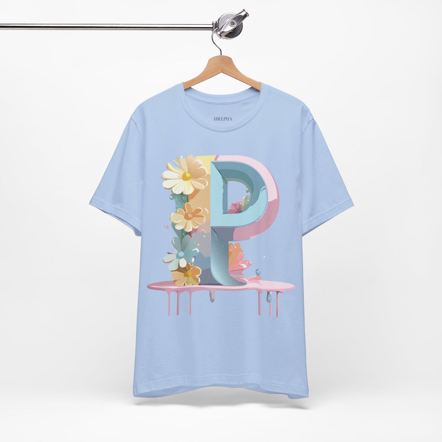 Natural Cotton Tee Shirt - Letters Collection - P Printify