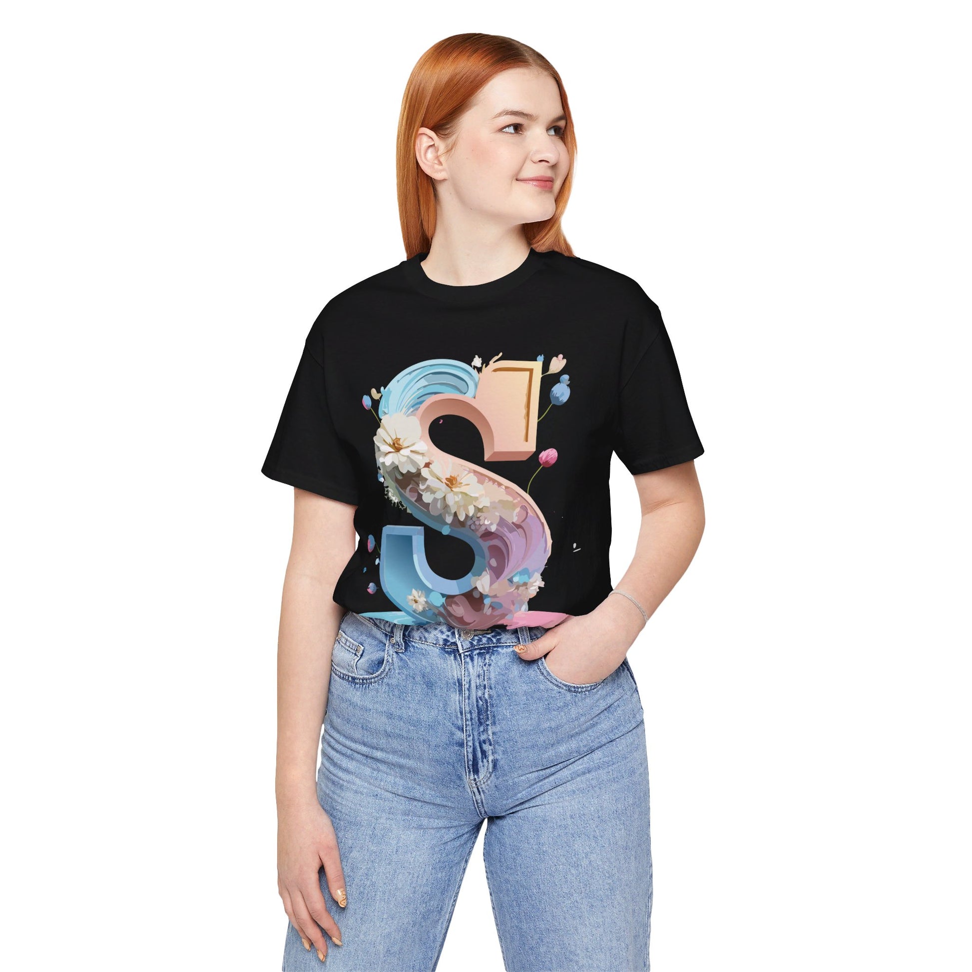 Natural Cotton Tee Shirt - Letters Collection - S Printify