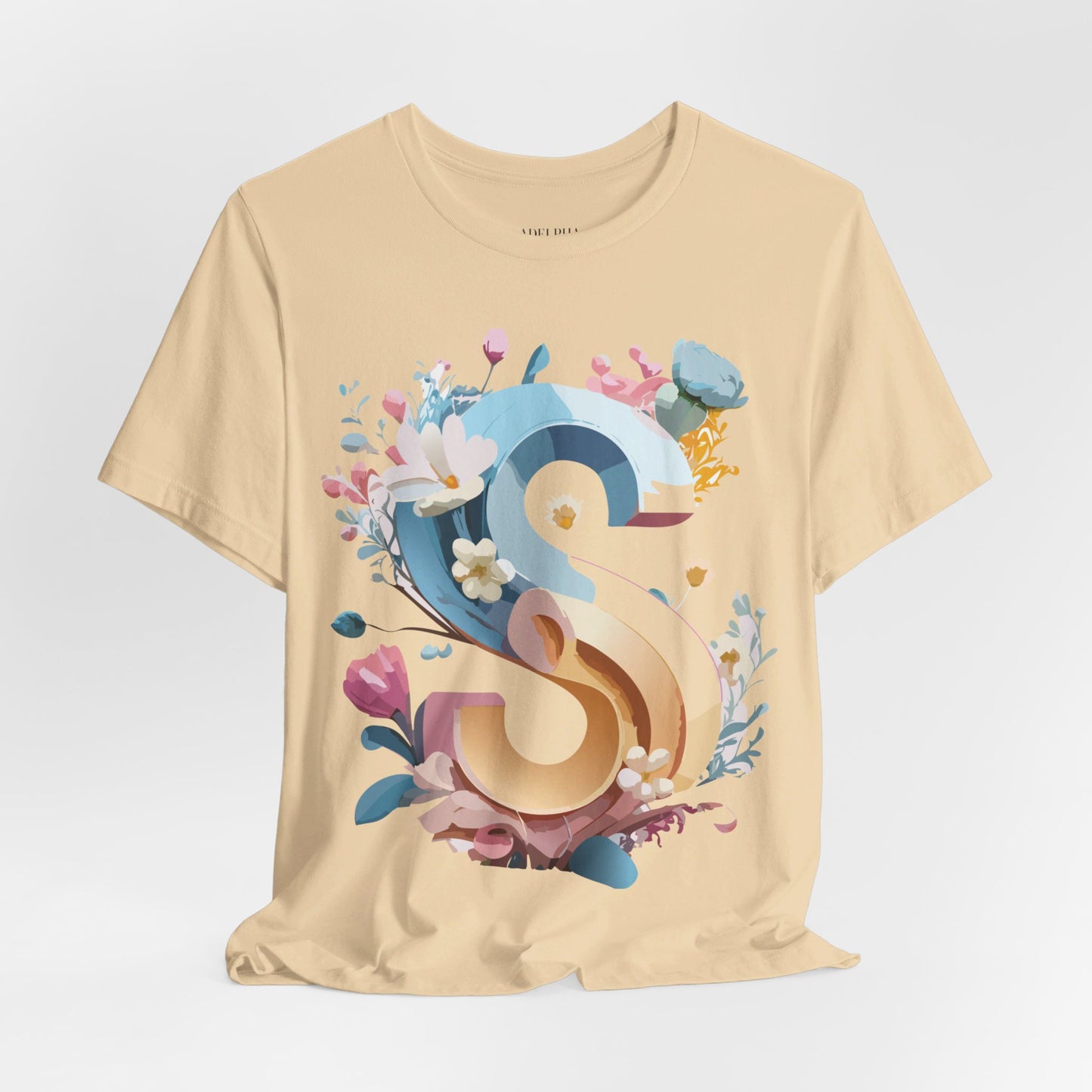 Natural Cotton Tee Shirt - Letters Collection - S Printify