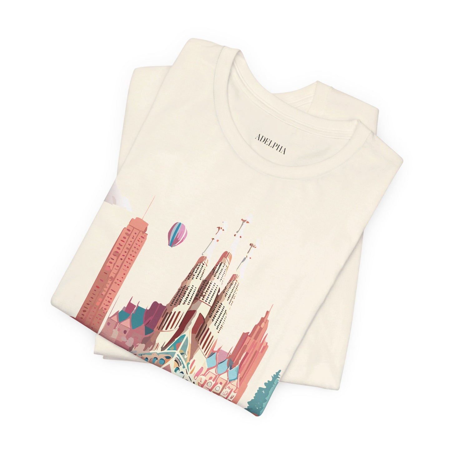 Natural Cotton Tee Shirt - Beautiful Places Collection - Barcelona Printify