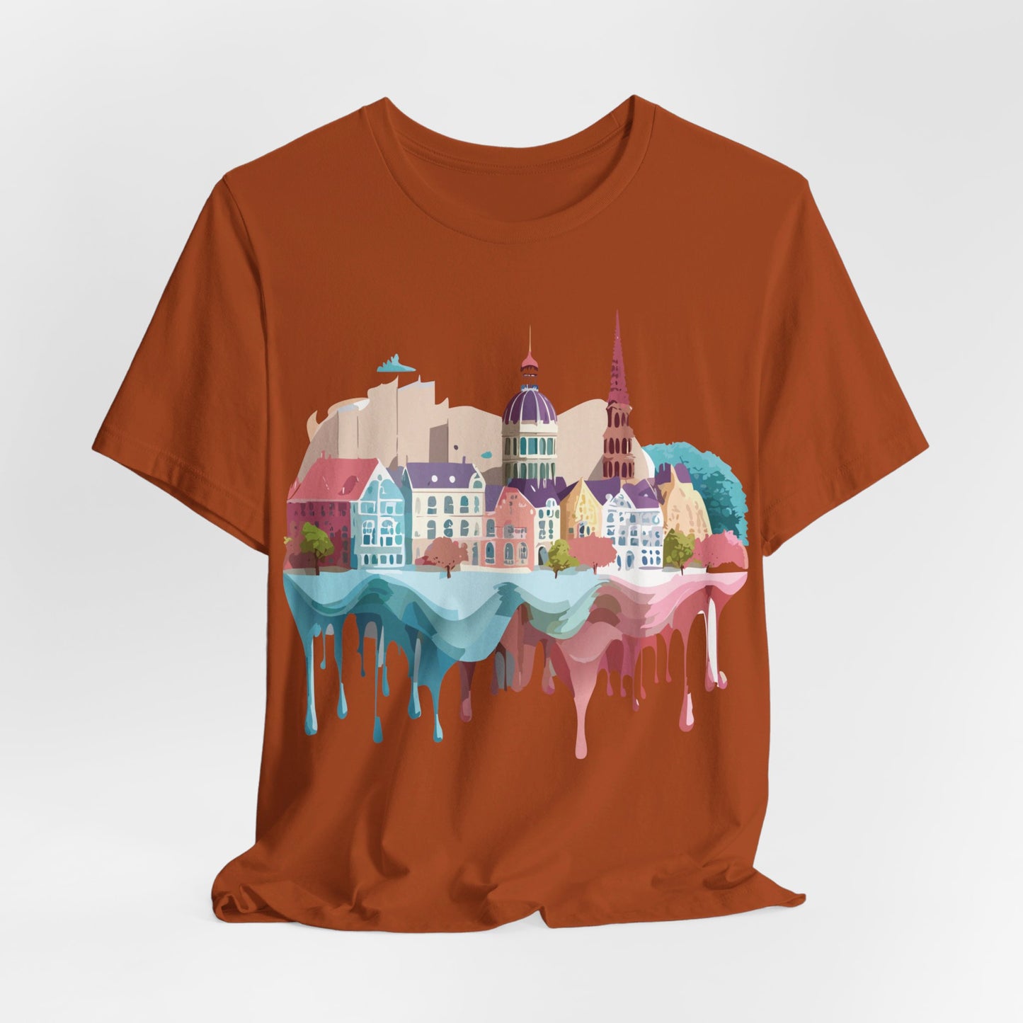 Natural Cotton Tee Shirt - Beautiful Places Collection - Warnemünde and Rostock - Germany Printify
