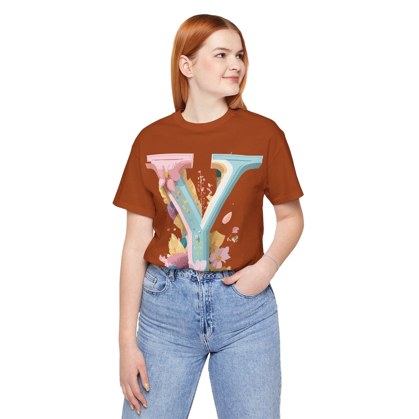 Natural Cotton Tee Shirt - Letters Collection - Y Printify