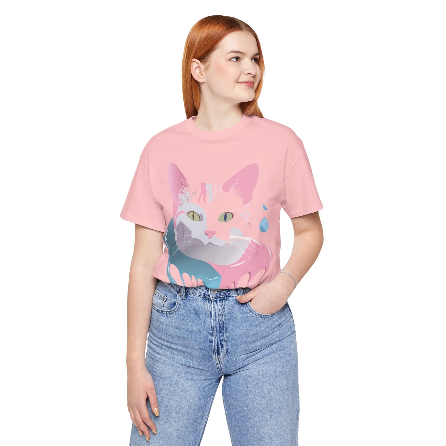 Natural Cotton Tee Shirt with Cat Printify