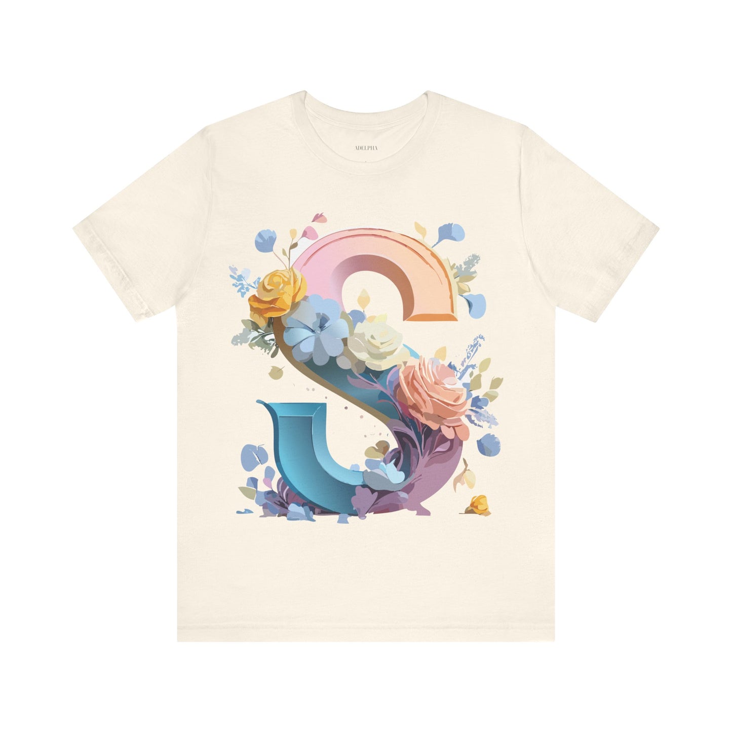 Natural Cotton Tee Shirt - Letters Collection - S Printify