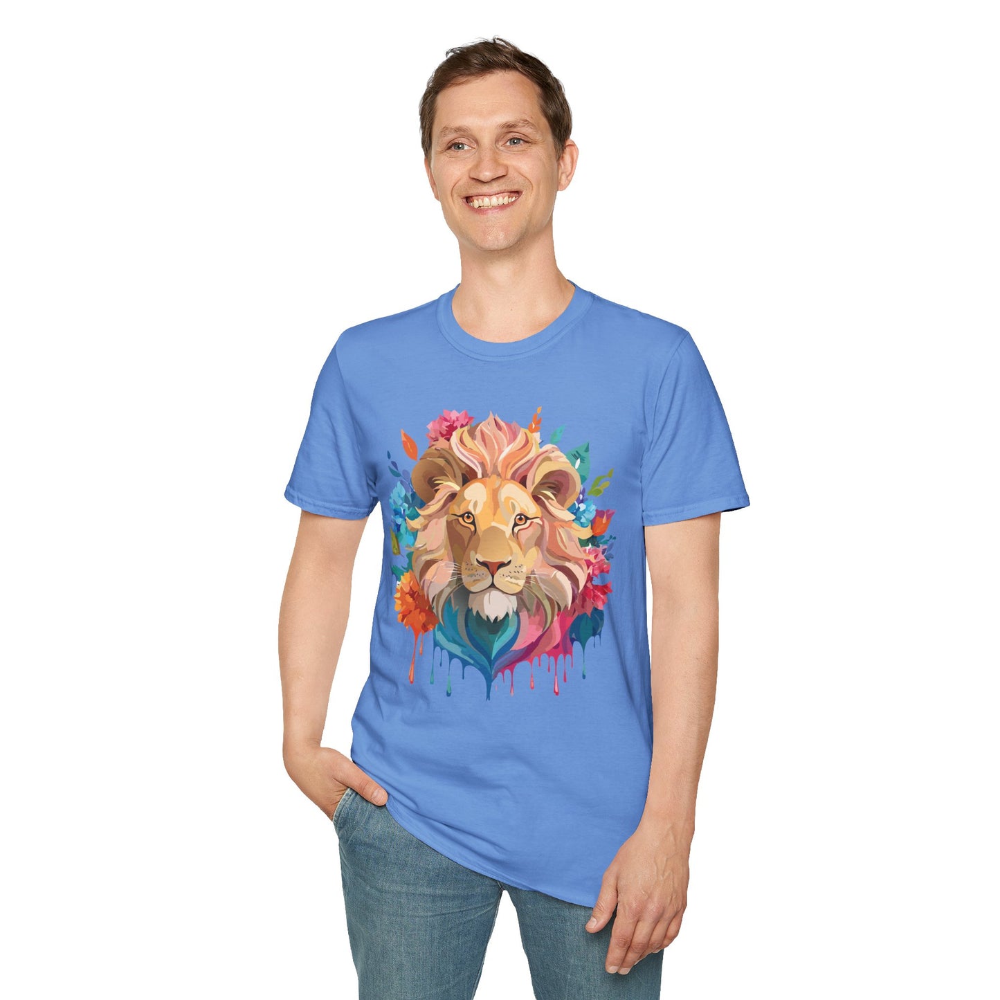Lion Shirt, Shirt with Lion, Floral Lion Tee, Shirt with Animals