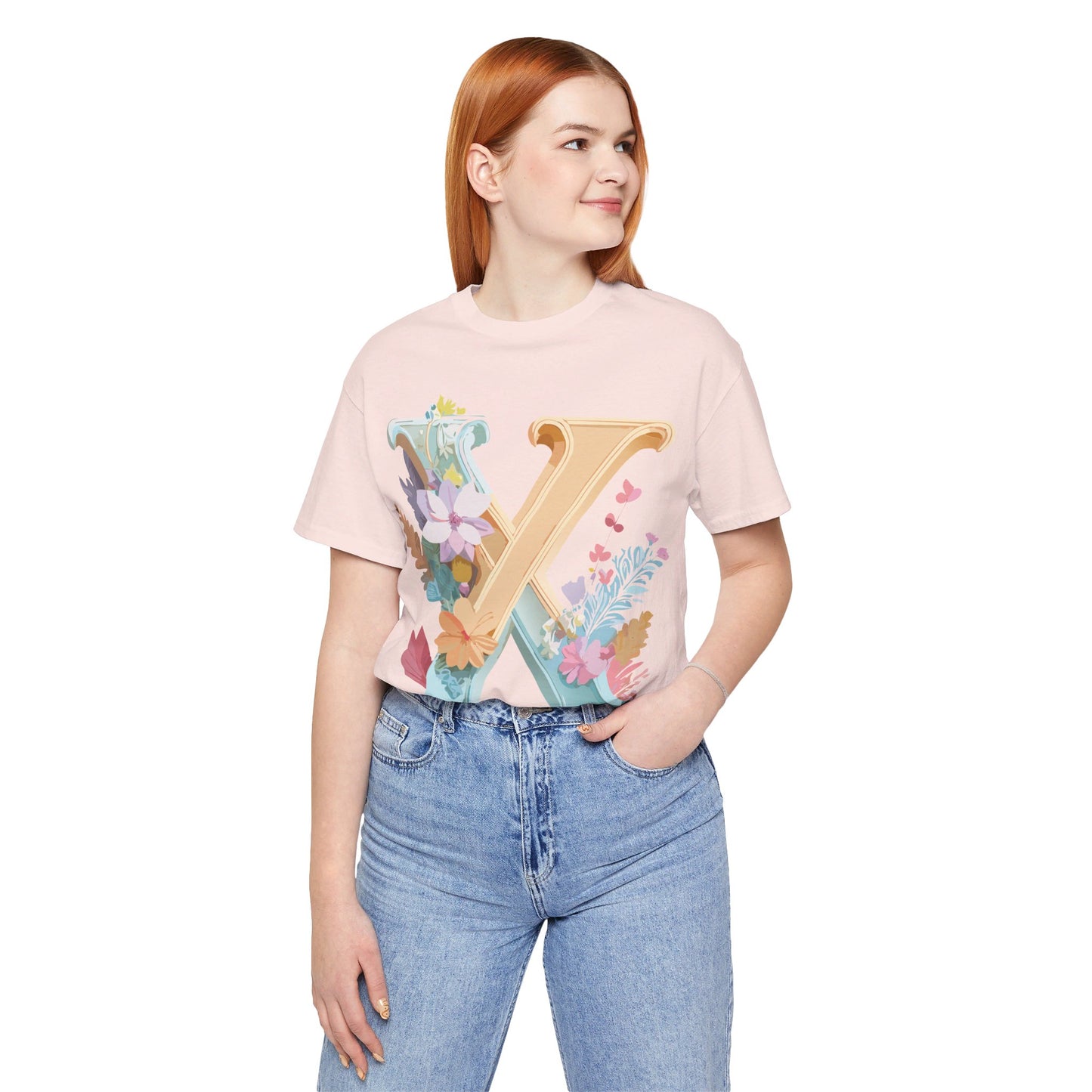 Natural Cotton Tee Shirt - Letters Collection - X Printify