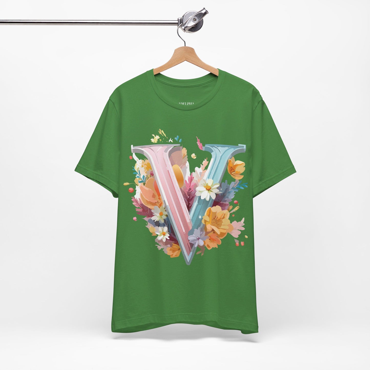 Natural Cotton Tee Shirt - Letters Collection - V Printify