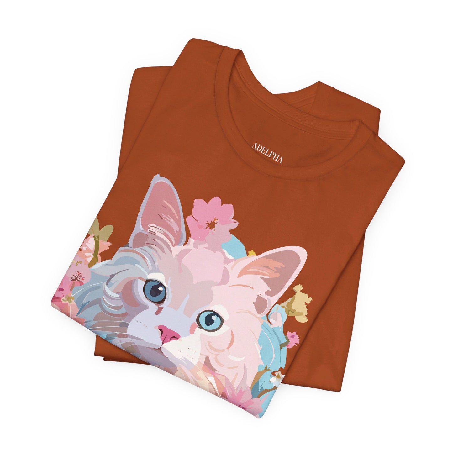 Natural Cotton Tee Shirt with Cat Printify