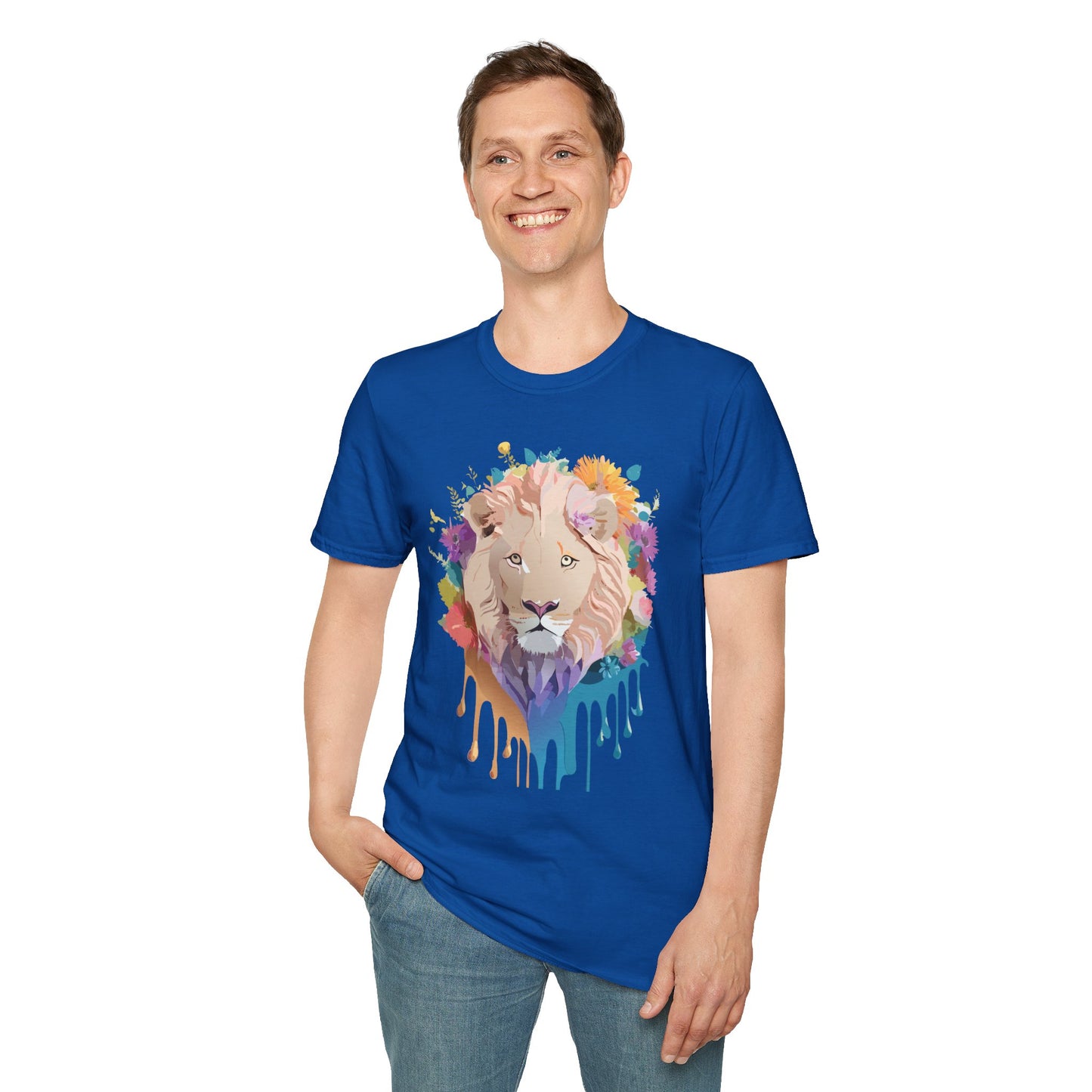 Lion Shirt, Shirt with Lion, Floral Lion Tee, Shirt with Animals