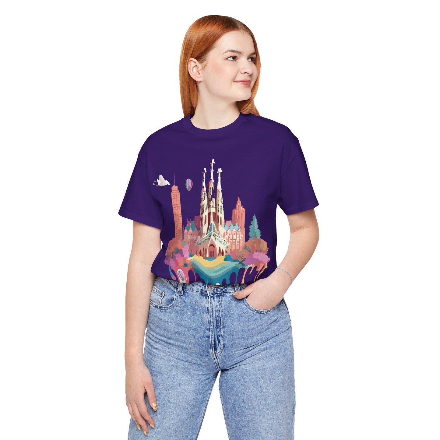 Natural Cotton Tee Shirt - Beautiful Places Collection - Barcelona Printify