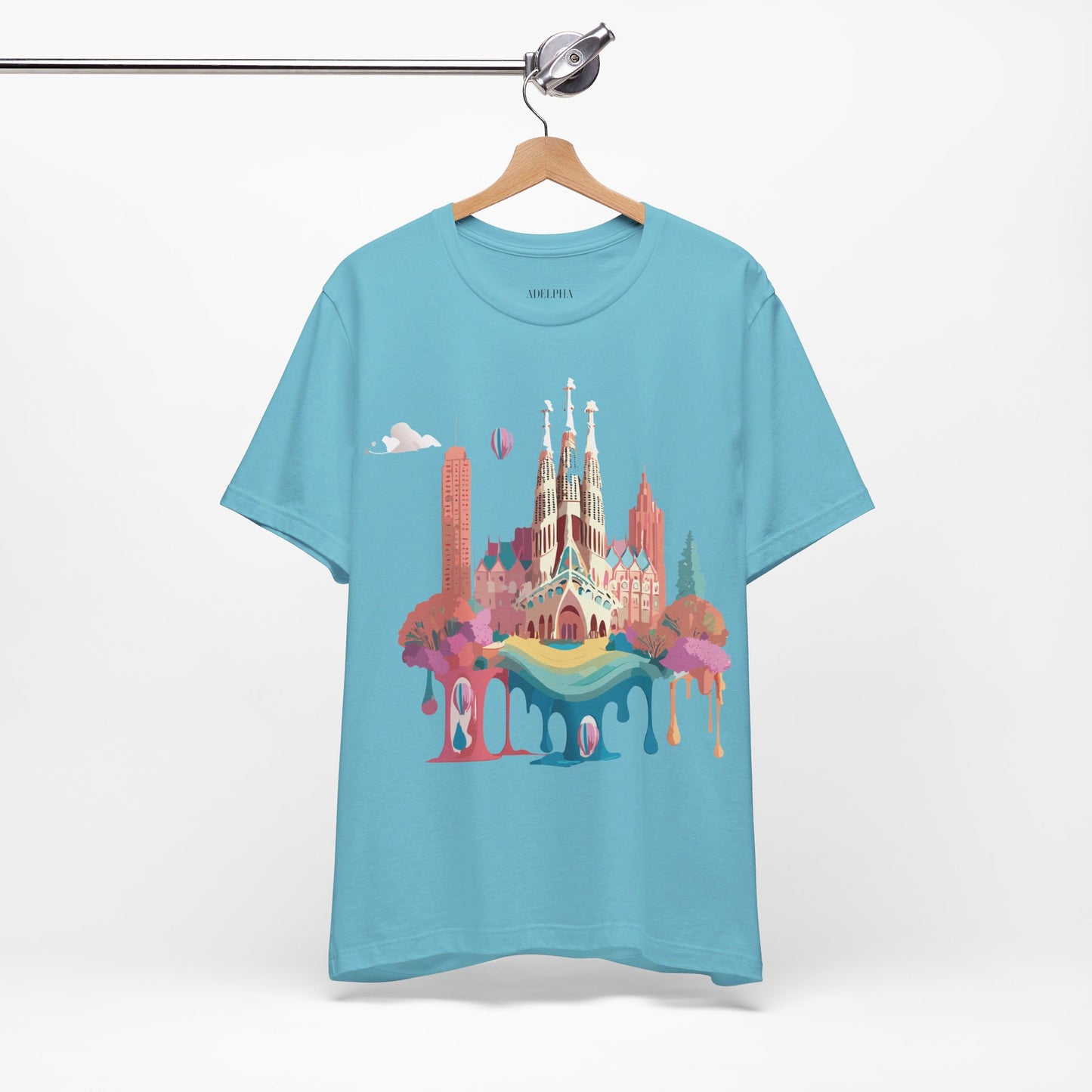 Natural Cotton Tee Shirt - Beautiful Places Collection - Barcelona Printify