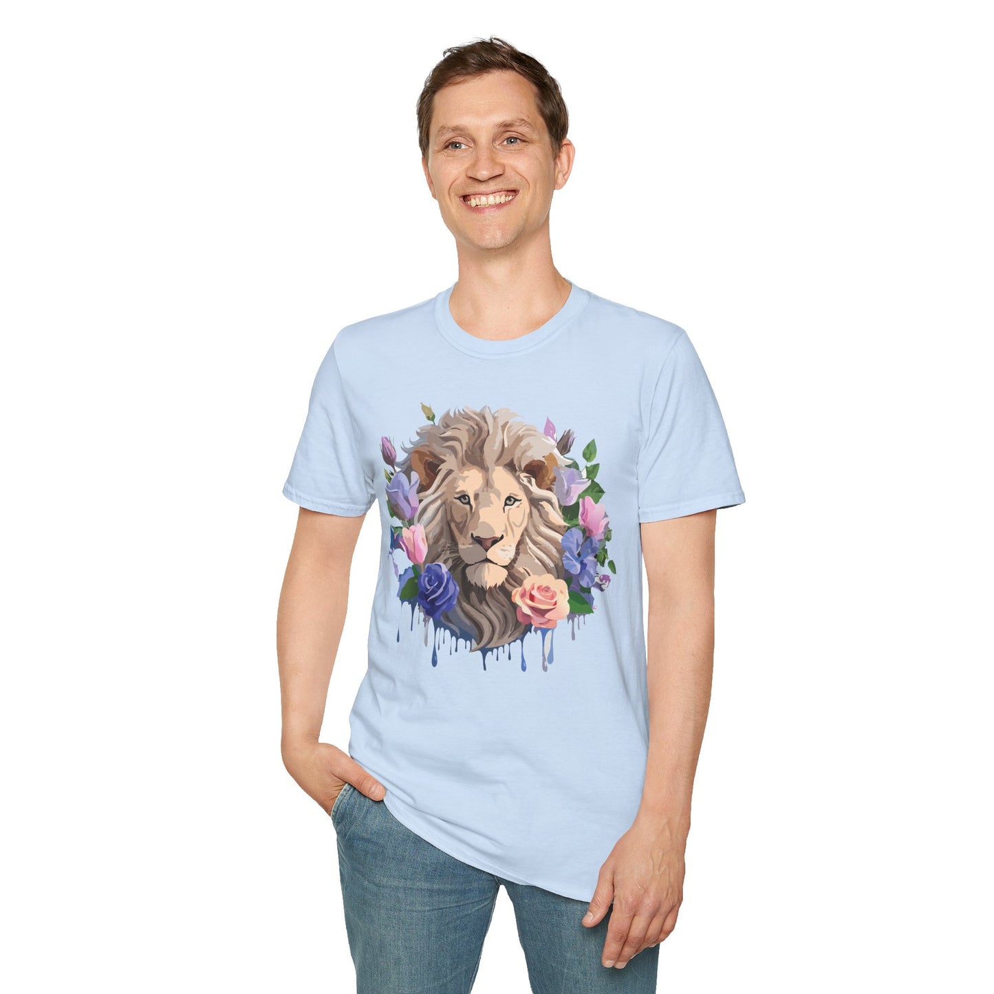 Lion Shirt, Shirt with Lion, Floral Lion Tee, Shirt with Animals