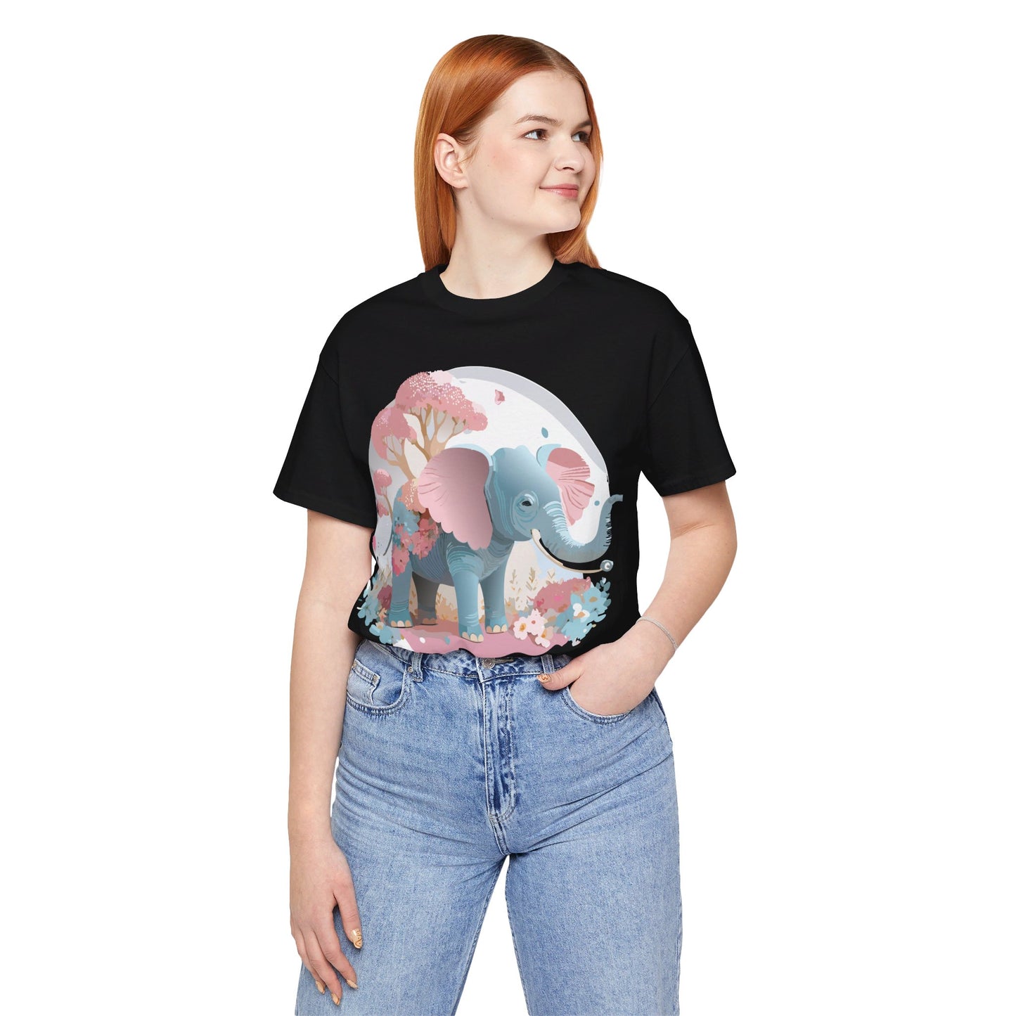 Natural Cotton Tee Shirt with Elephant Printify