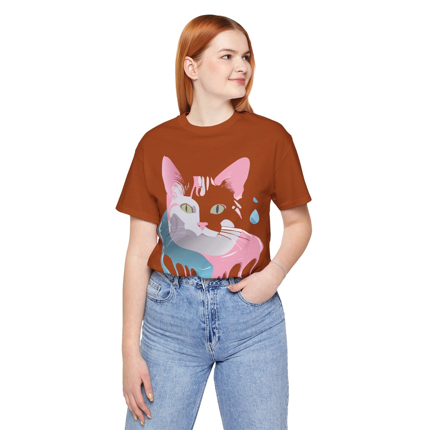Natural Cotton Tee Shirt with Cat Printify