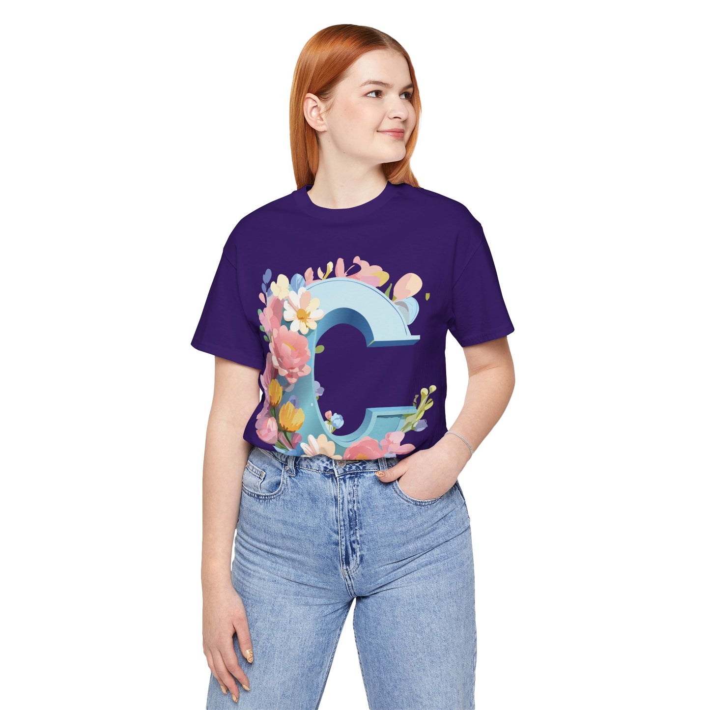 Natural Cotton Tee Shirt - Letters Collection - C Printify