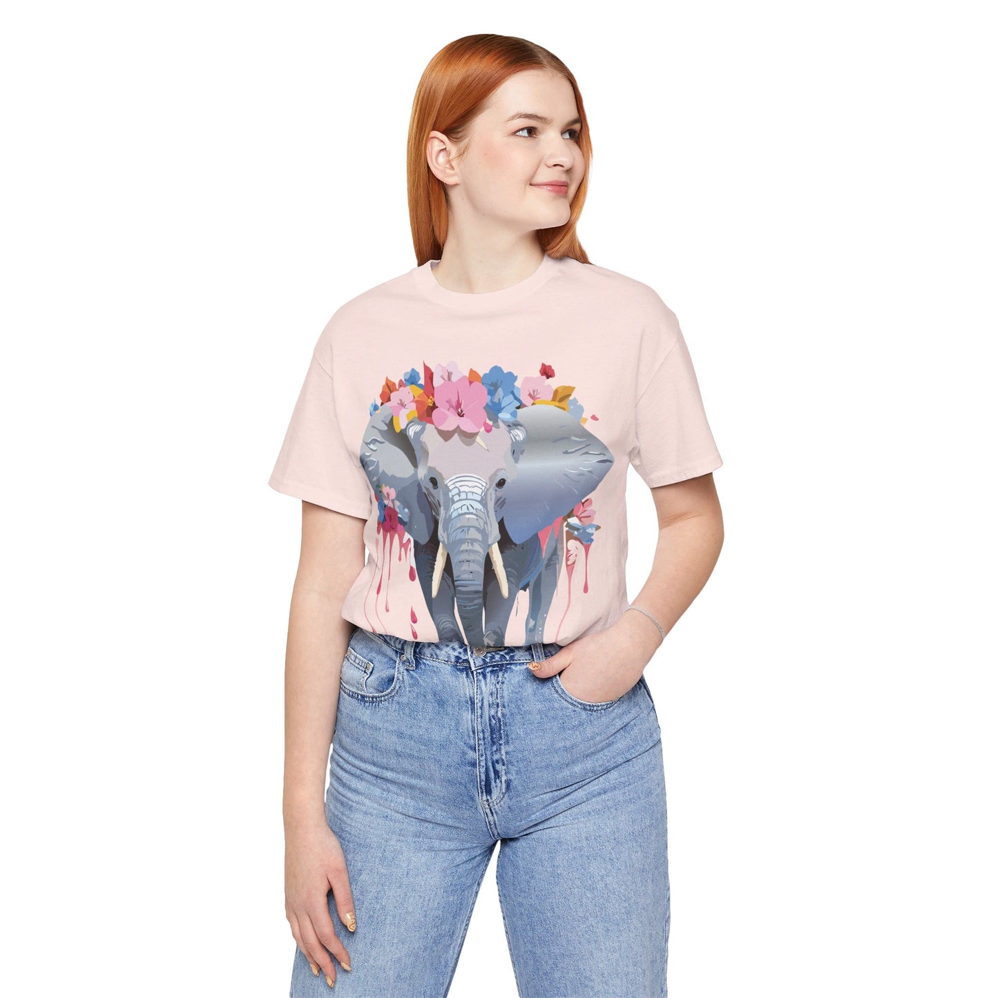 Natural Cotton Tee Shirt with Elephant Printify