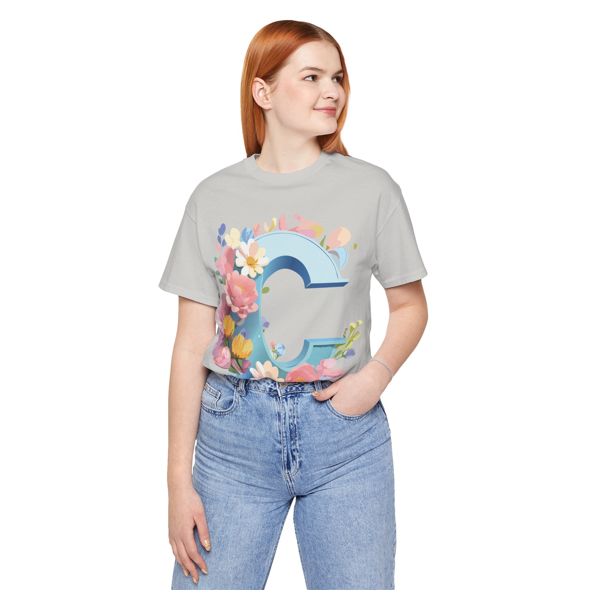 Natural Cotton Tee Shirt - Letters Collection - C Printify