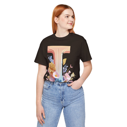 Natural Cotton Tee Shirt - Letters Collection - I Printify