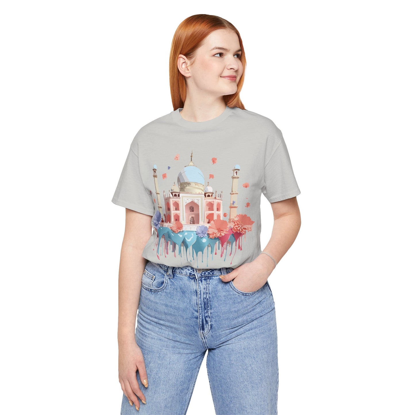 Natural Cotton Tee Shirt - Taj Mahal, India Printify