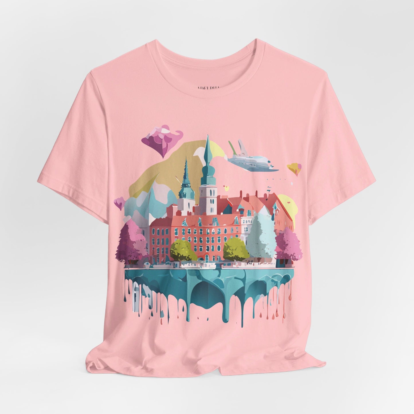 Natural Cotton Tee Shirt - Beautiful Places Collection - Warnemünde and Rostock - Germany Printify