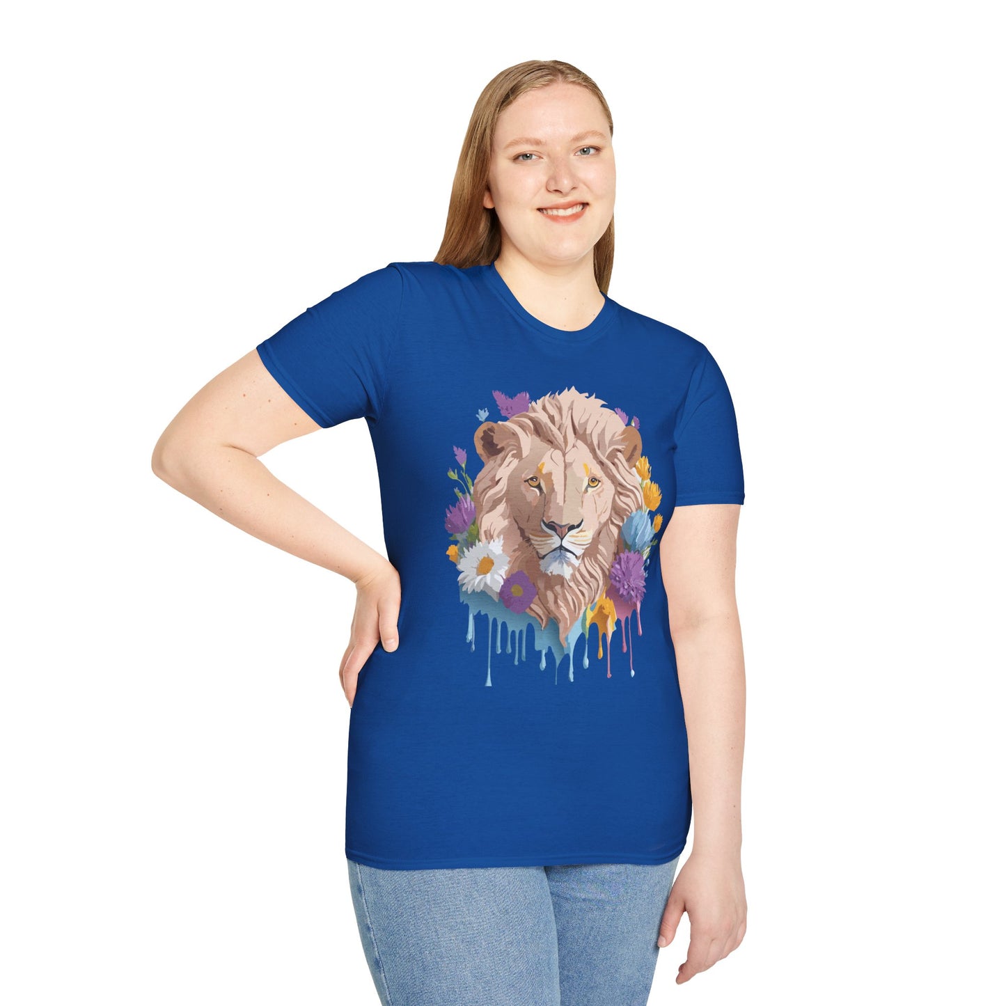 Lion Shirt, Shirt with Lion, Floral Lion Tee, Shirt with Animals
