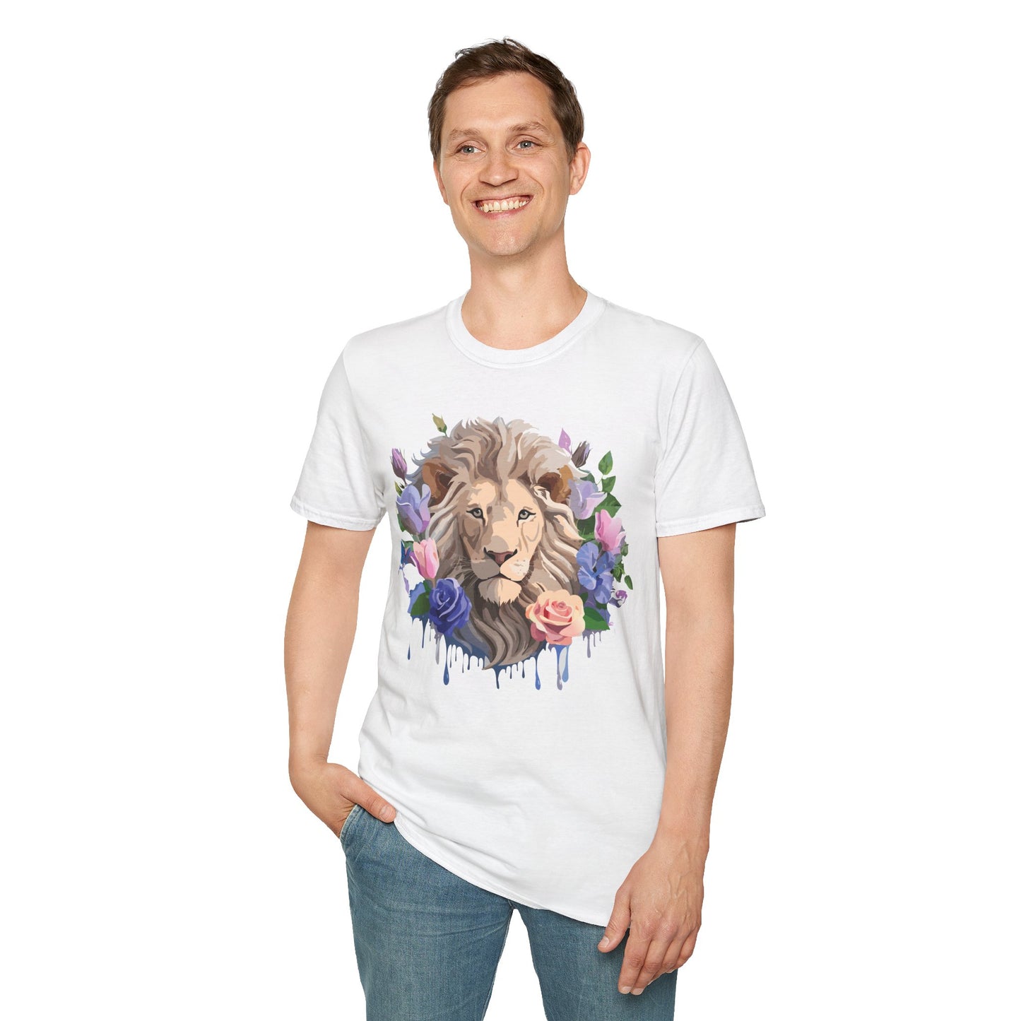 Lion Shirt, Shirt with Lion, Floral Lion Tee, Shirt with Animals