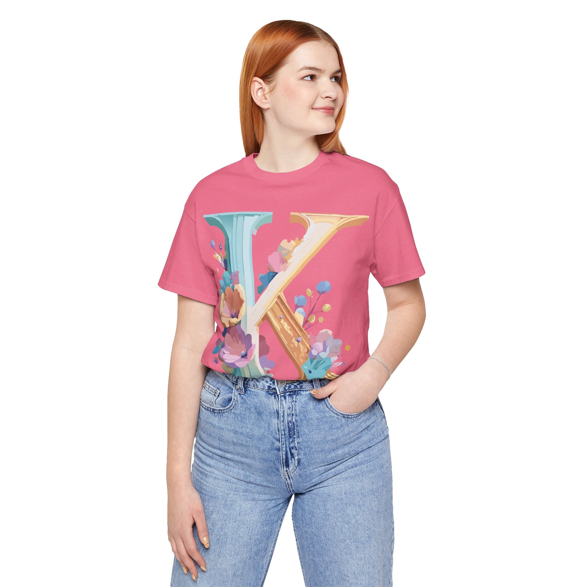 Natural Cotton Tee Shirt - Letters Collection - K Printify