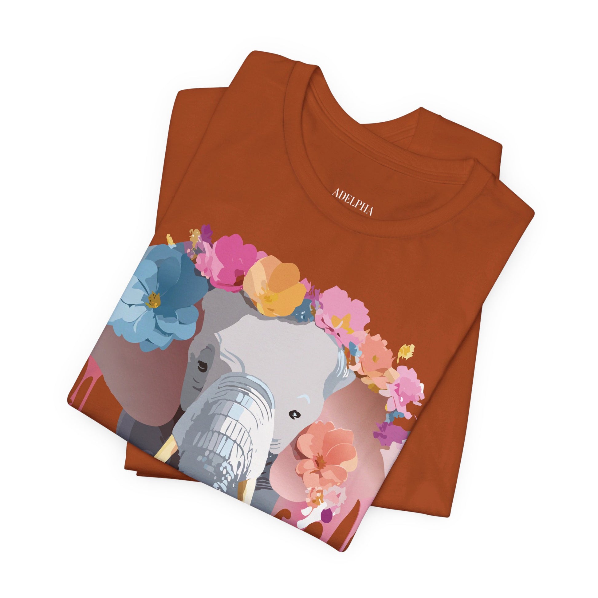 Natural Cotton Tee Shirt with Elephant Printify