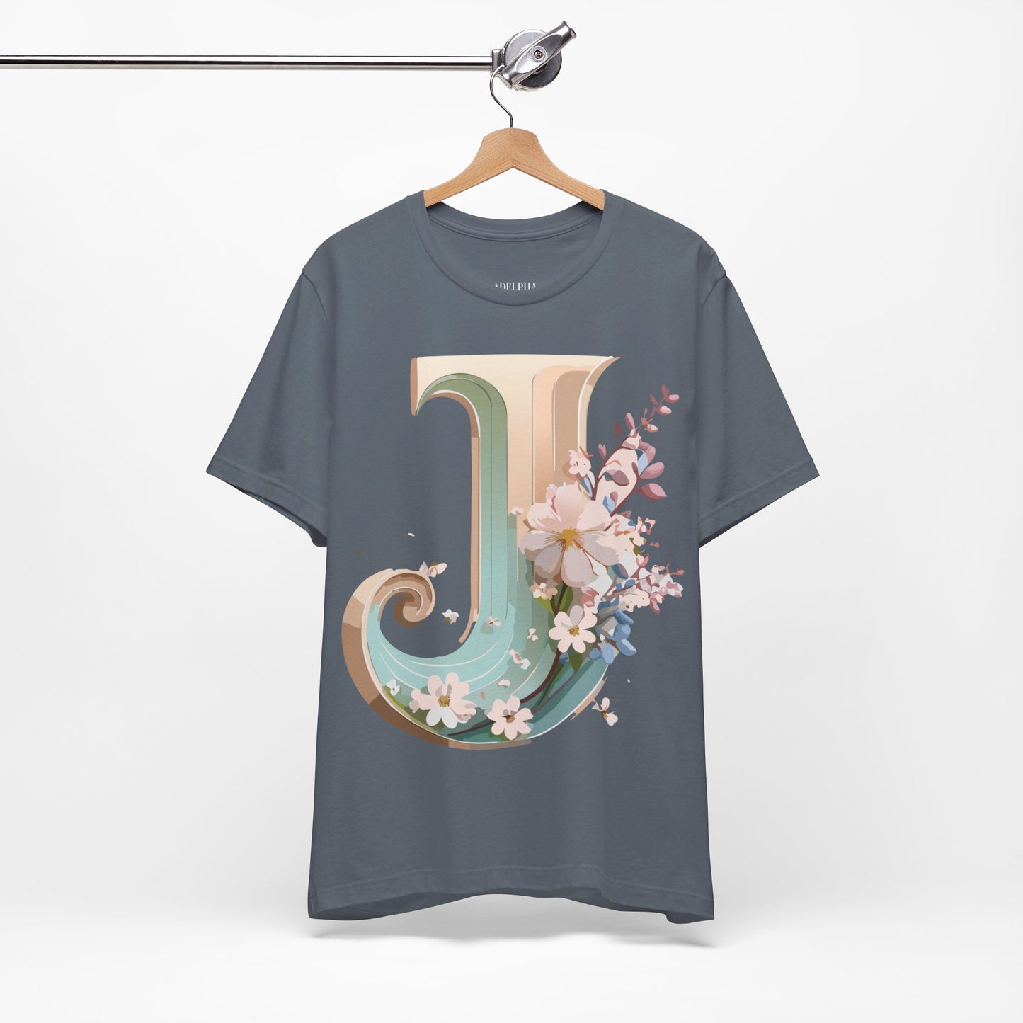Natural Cotton Tee Shirt - Letters Collection - J Printify