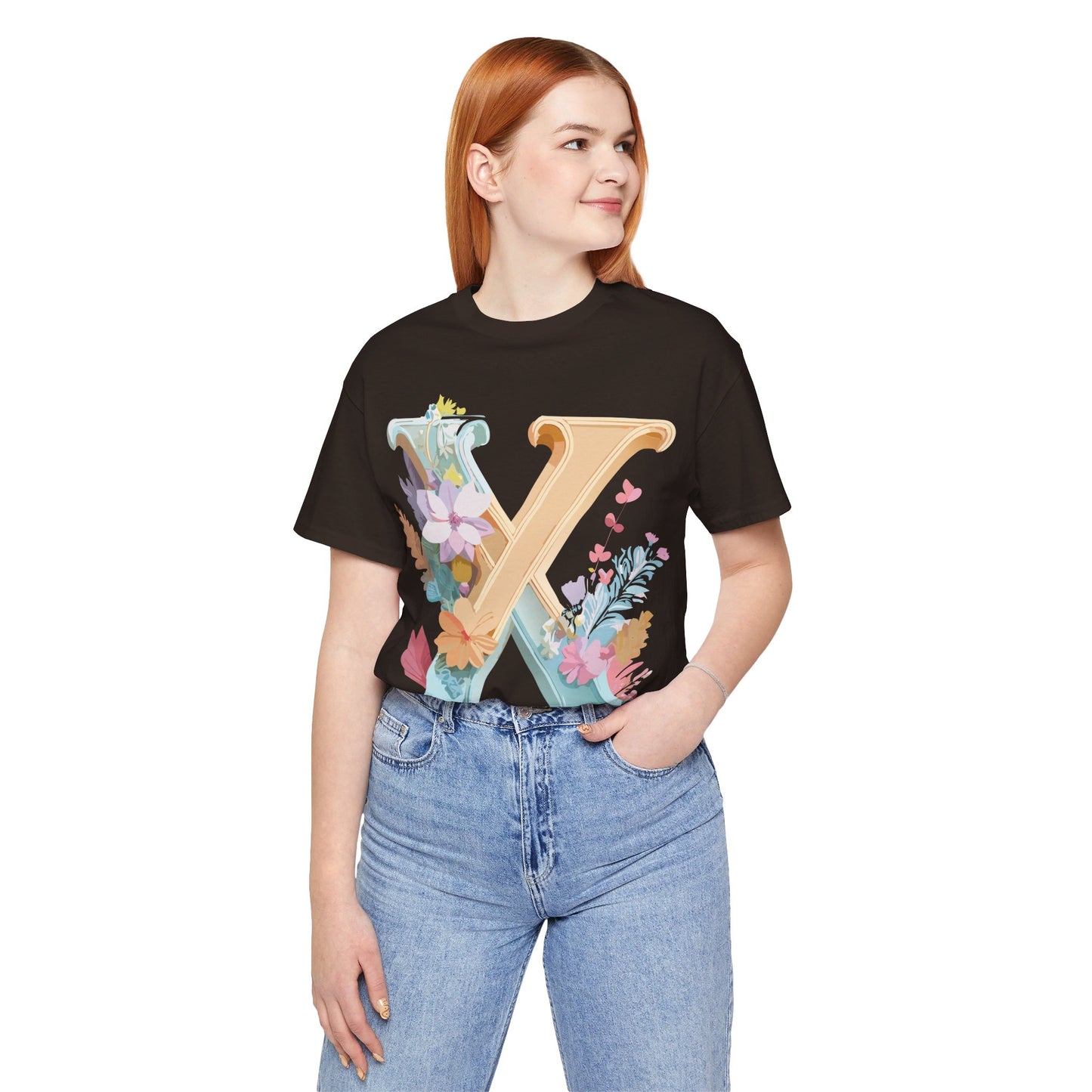 Natural Cotton Tee Shirt - Letters Collection - X Printify