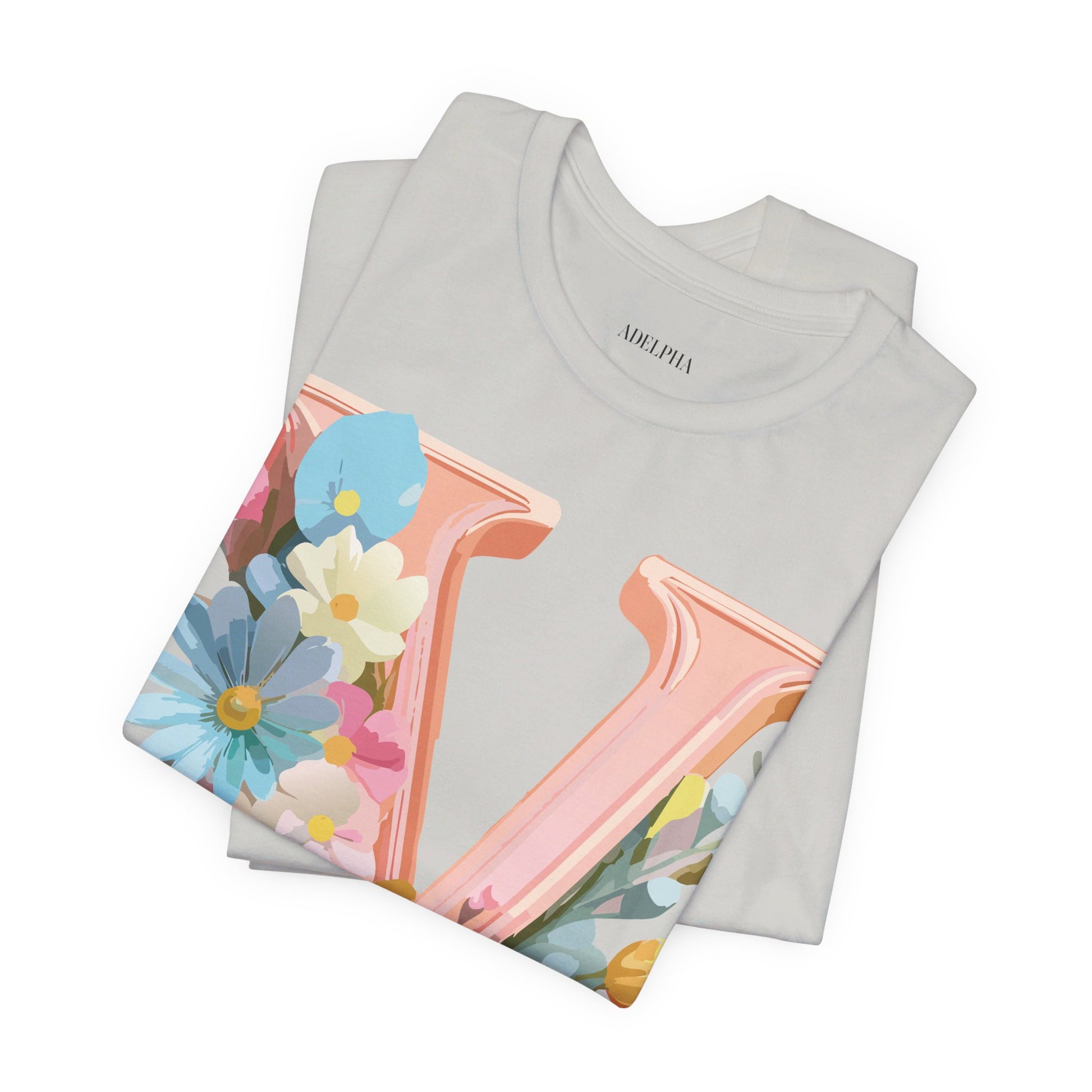 Natural Cotton Tee Shirt - Letters Collection - V Printify