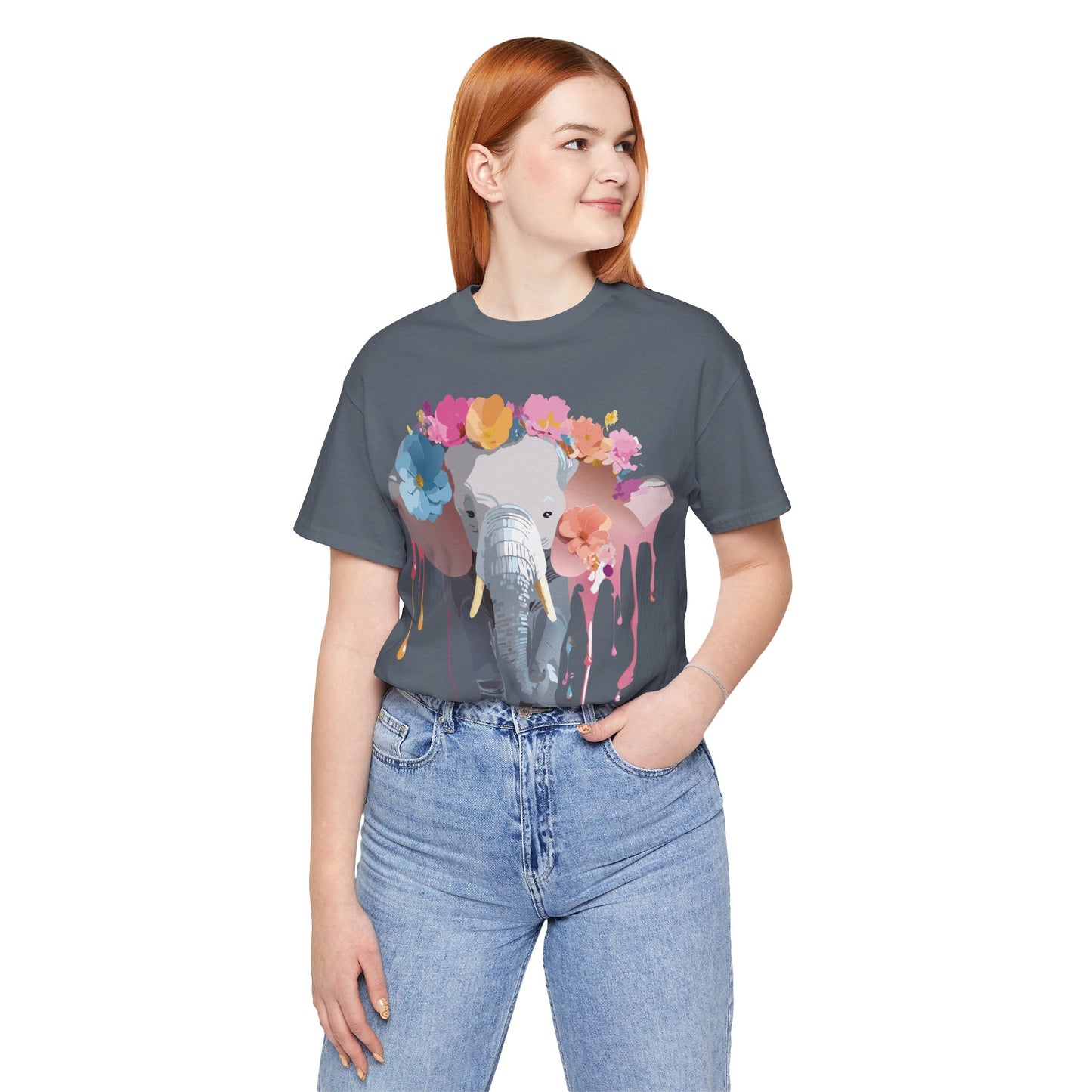Natural Cotton Tee Shirt with Elephant Printify