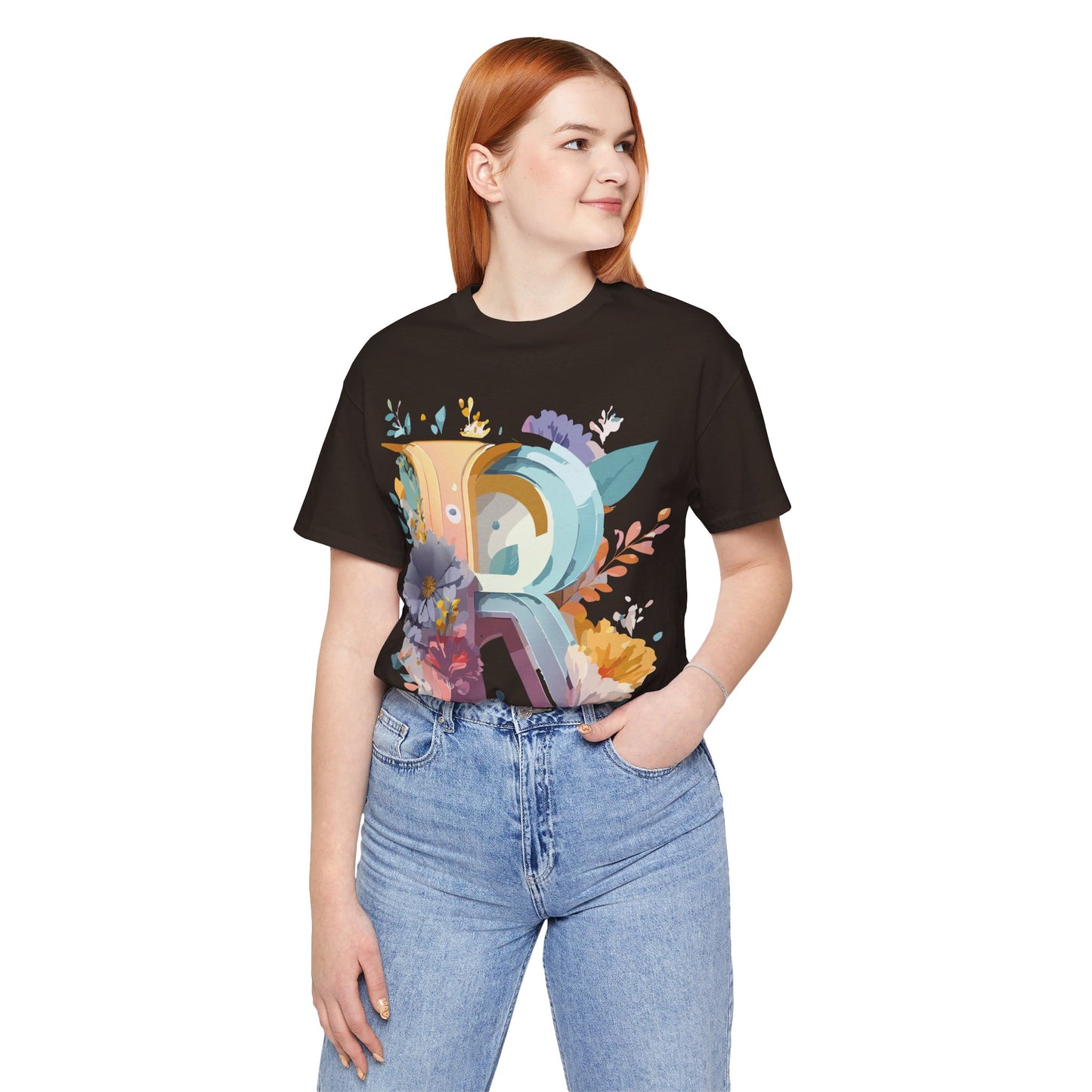 Natural Cotton Tee Shirt - Letters Collection - R Printify