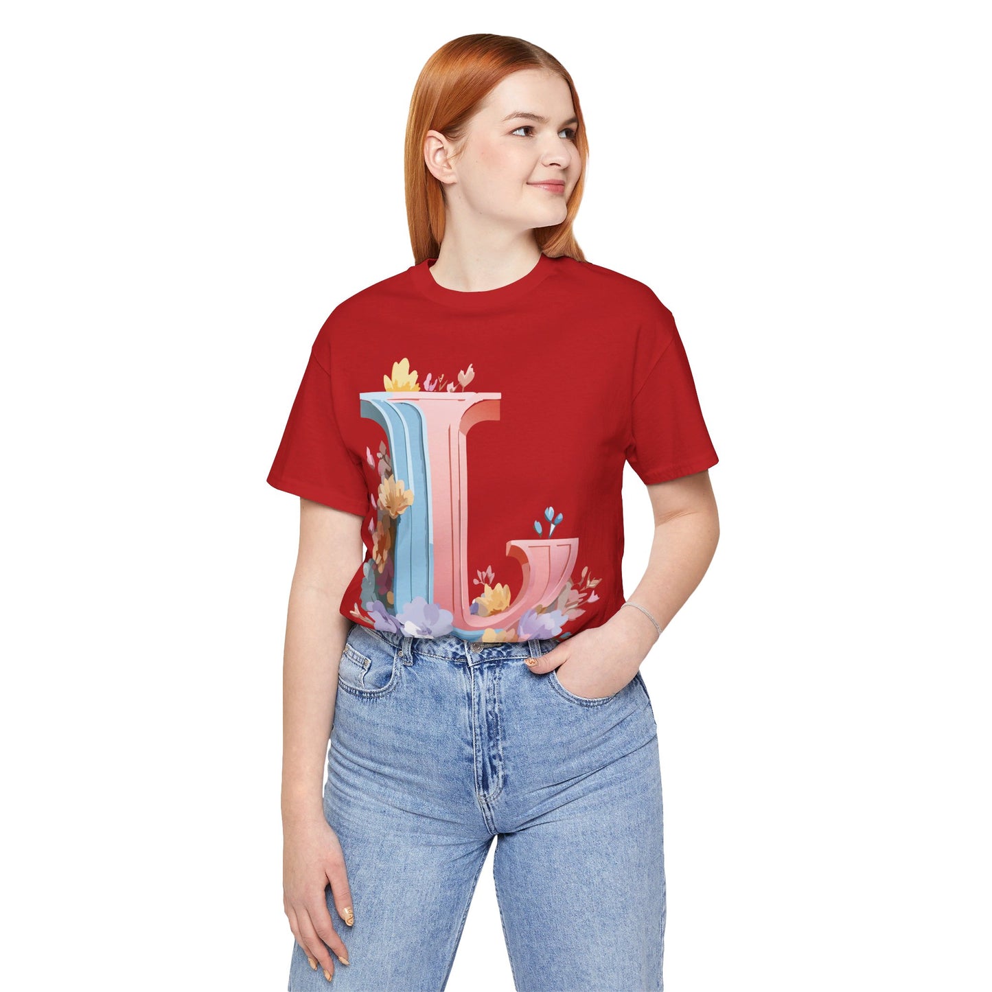 Natural Cotton Tee Shirt - Letters Collection - L Printify