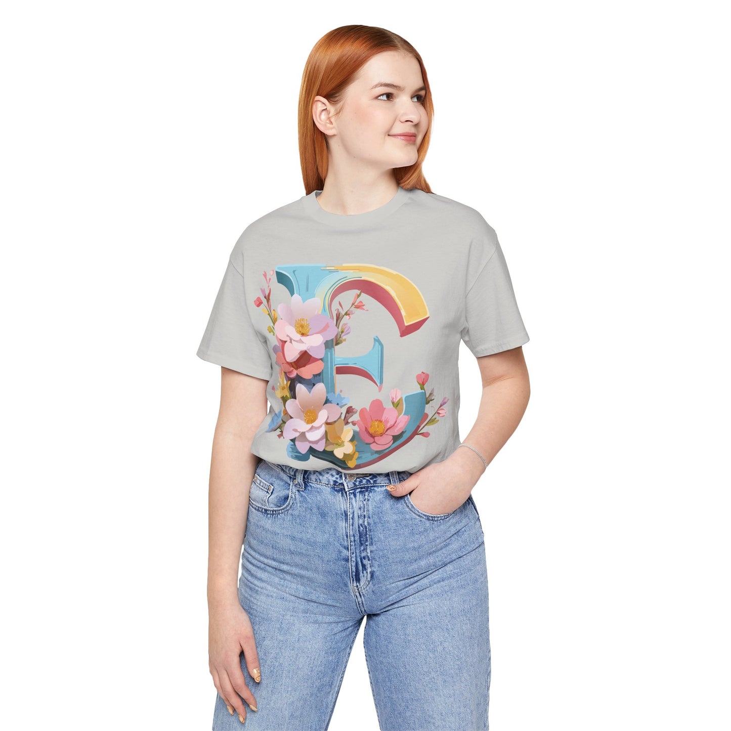 Natural Cotton Tee Shirt - Letters Collection - E Printify